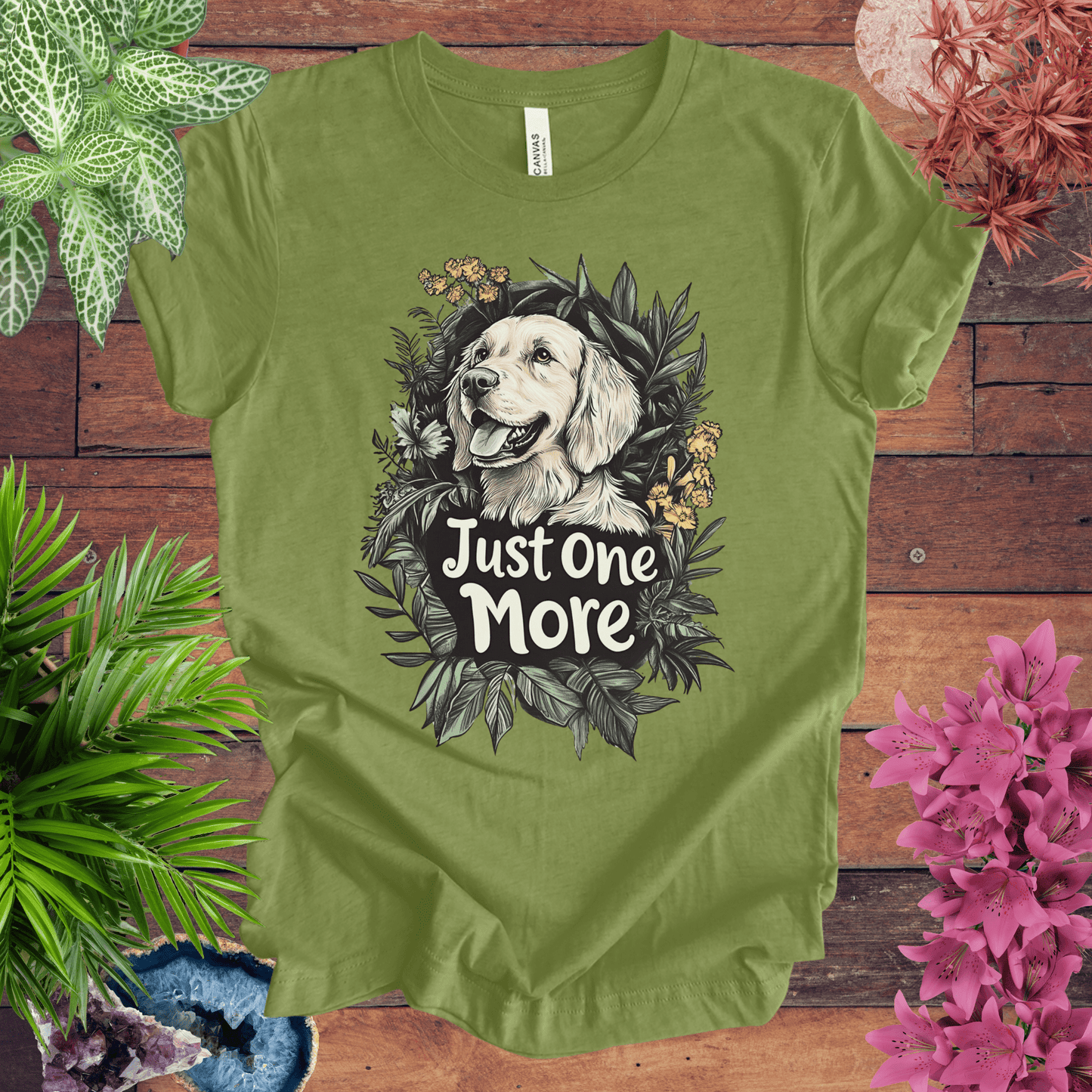 Printify T-Shirt Heather Green / S Just One More - Golden Retriever Edition T-Shirt