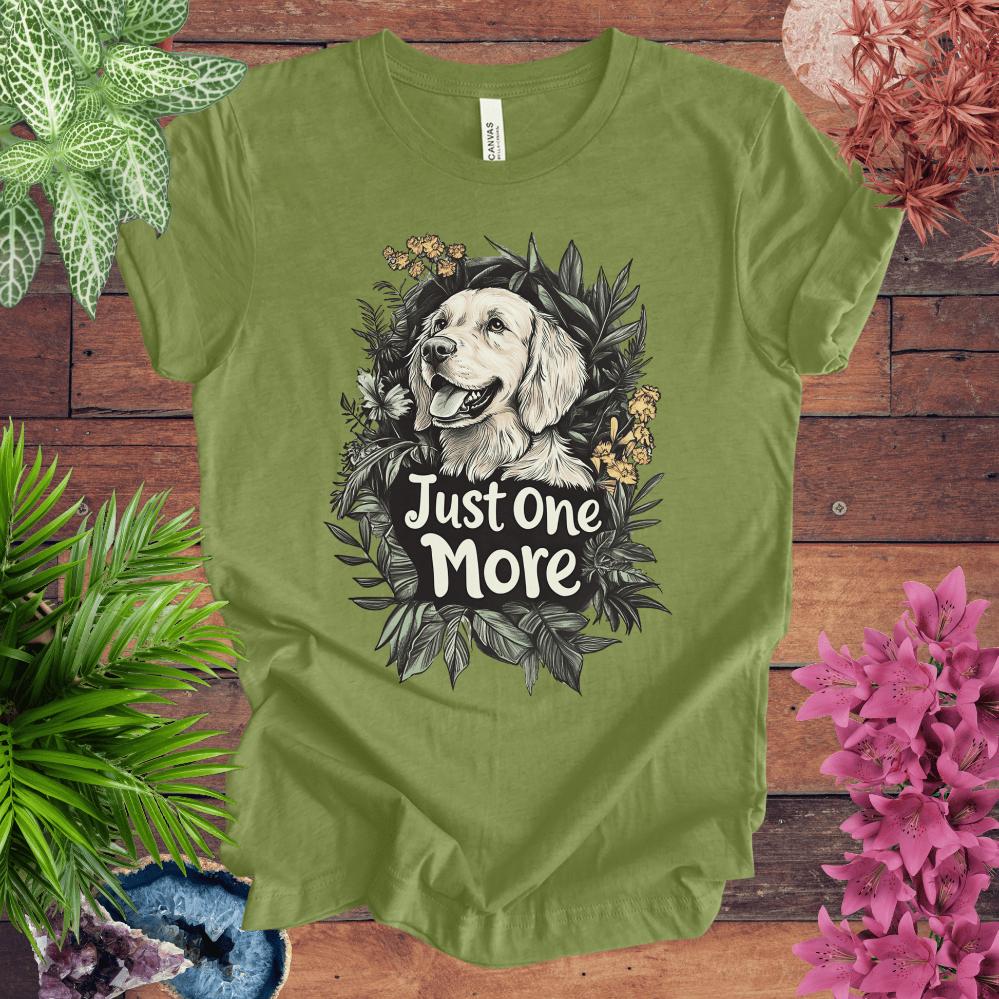 Printify T-Shirt Heather Green / S Just One More - Golden Retriever Edition T-Shirt