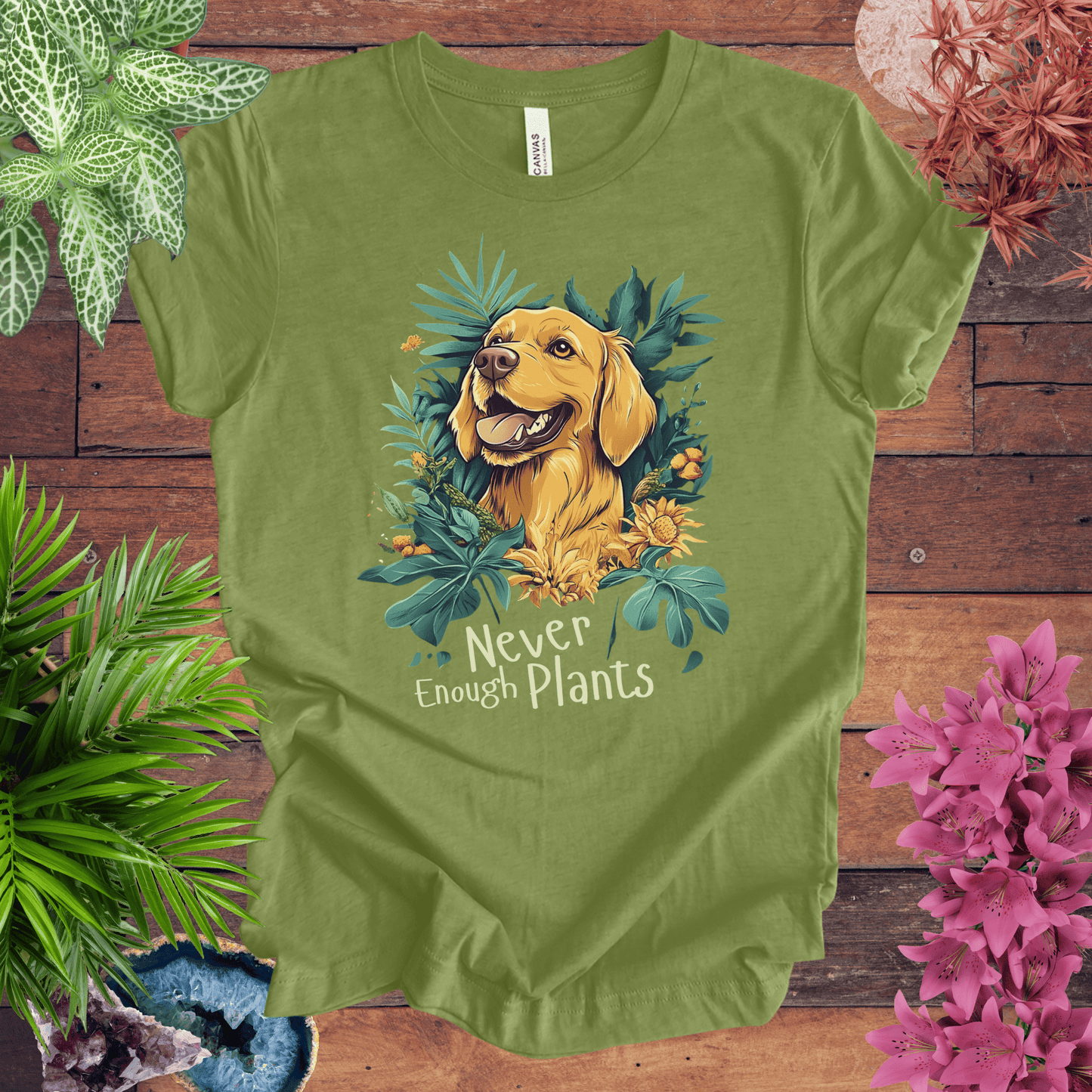 Printify T-Shirt Heather Green / S Never Enough Plants - Labrador Retriever Edition T-Shirt