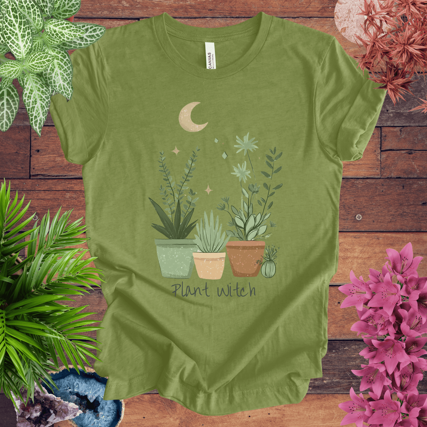 Printify T-Shirt Heather Green / S Plant Witch - Moonlit Garden T-Shirt