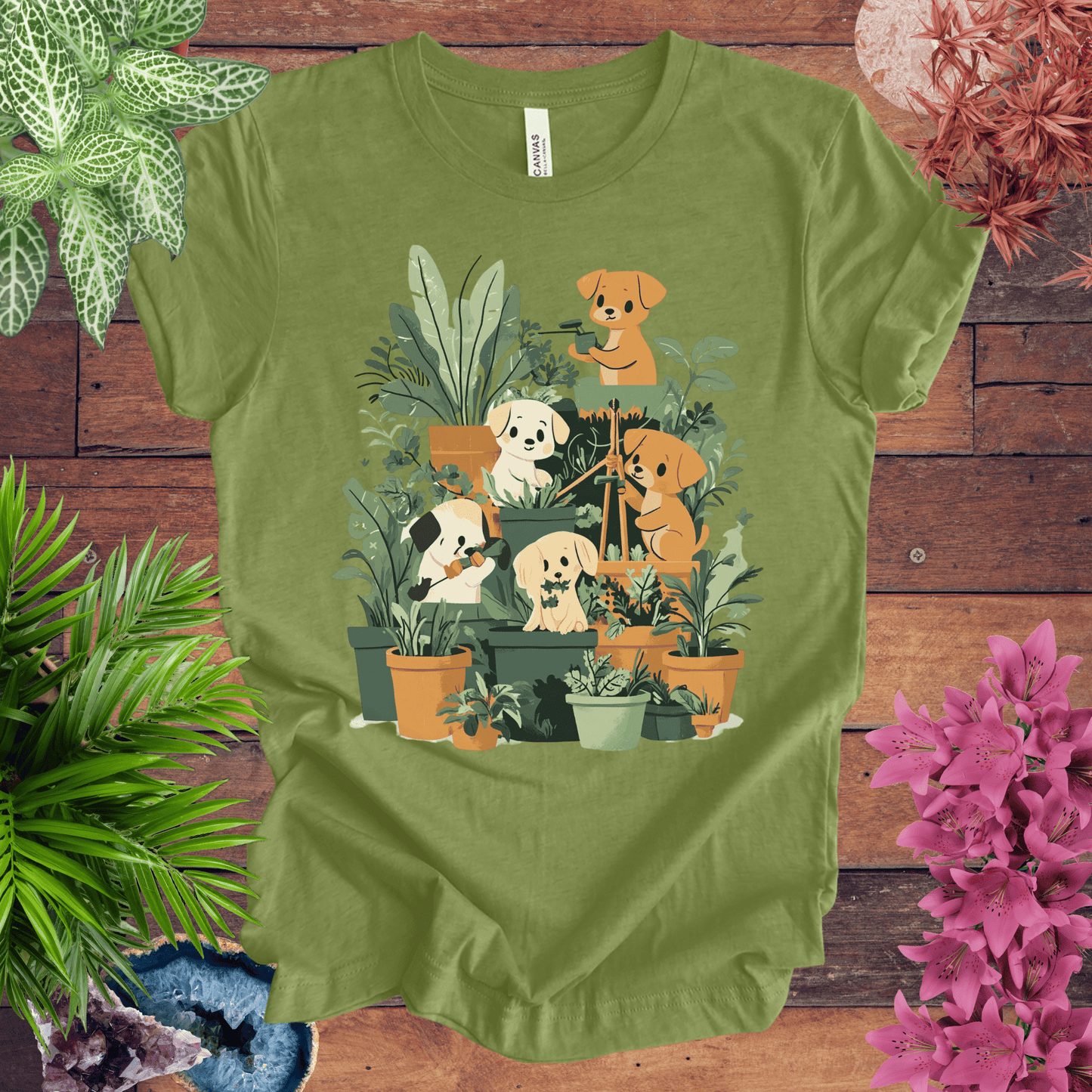 Printify T-Shirt Heather Green / S Puppy Plant Squad T-Shirt