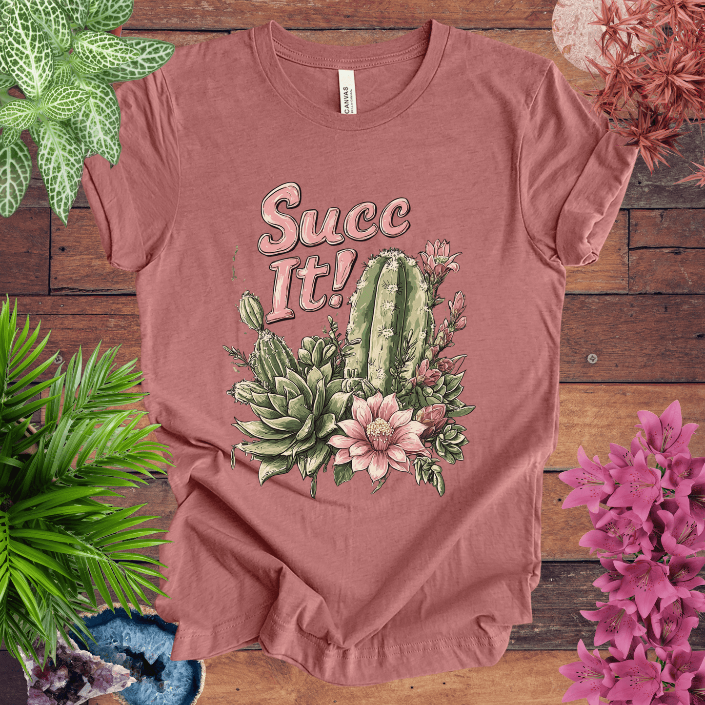 Printify T-Shirt Heather Mauve / S Succ It! - Cactus Lover T-Shirt