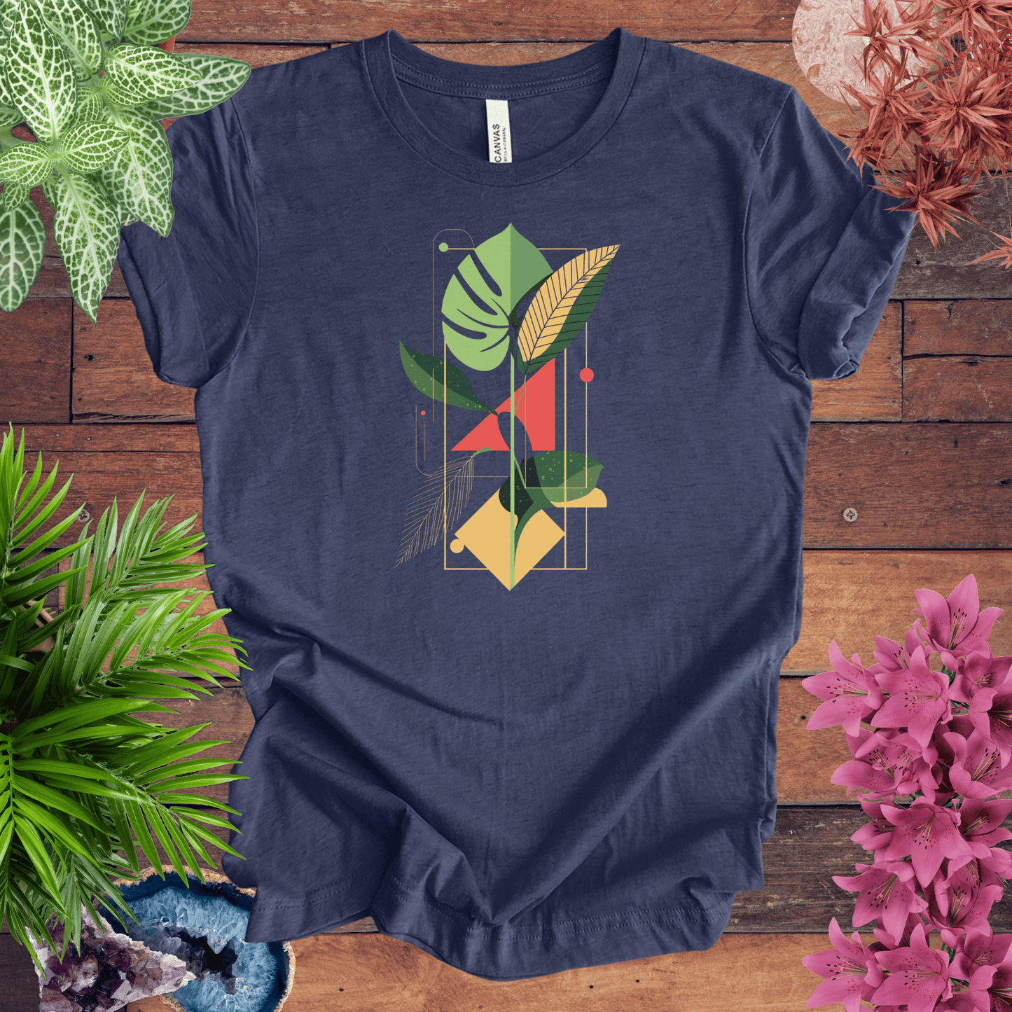 Printify T-Shirt Heather Navy / S Botanical Houseplant Retro T-Shirt