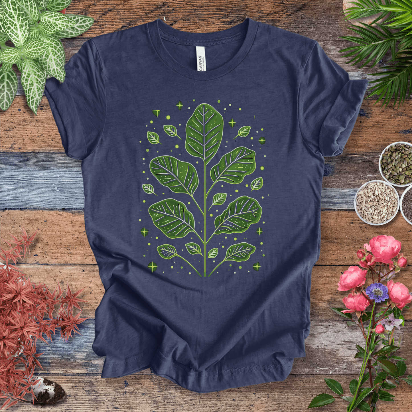 Printify T-Shirt Heather Navy / S Enchanted Fiddle Leaf Art T-Shirt