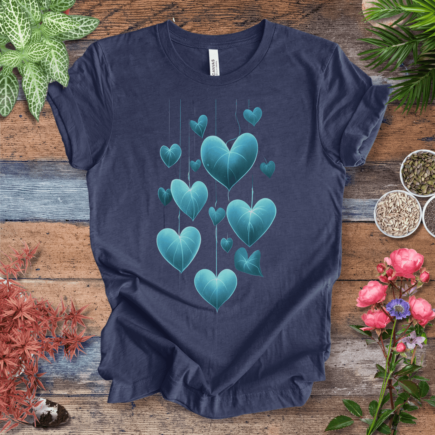 Printify T-Shirt Heather Navy / S Glowing Heartleaf Philodendron Plant Lover T-Shirt