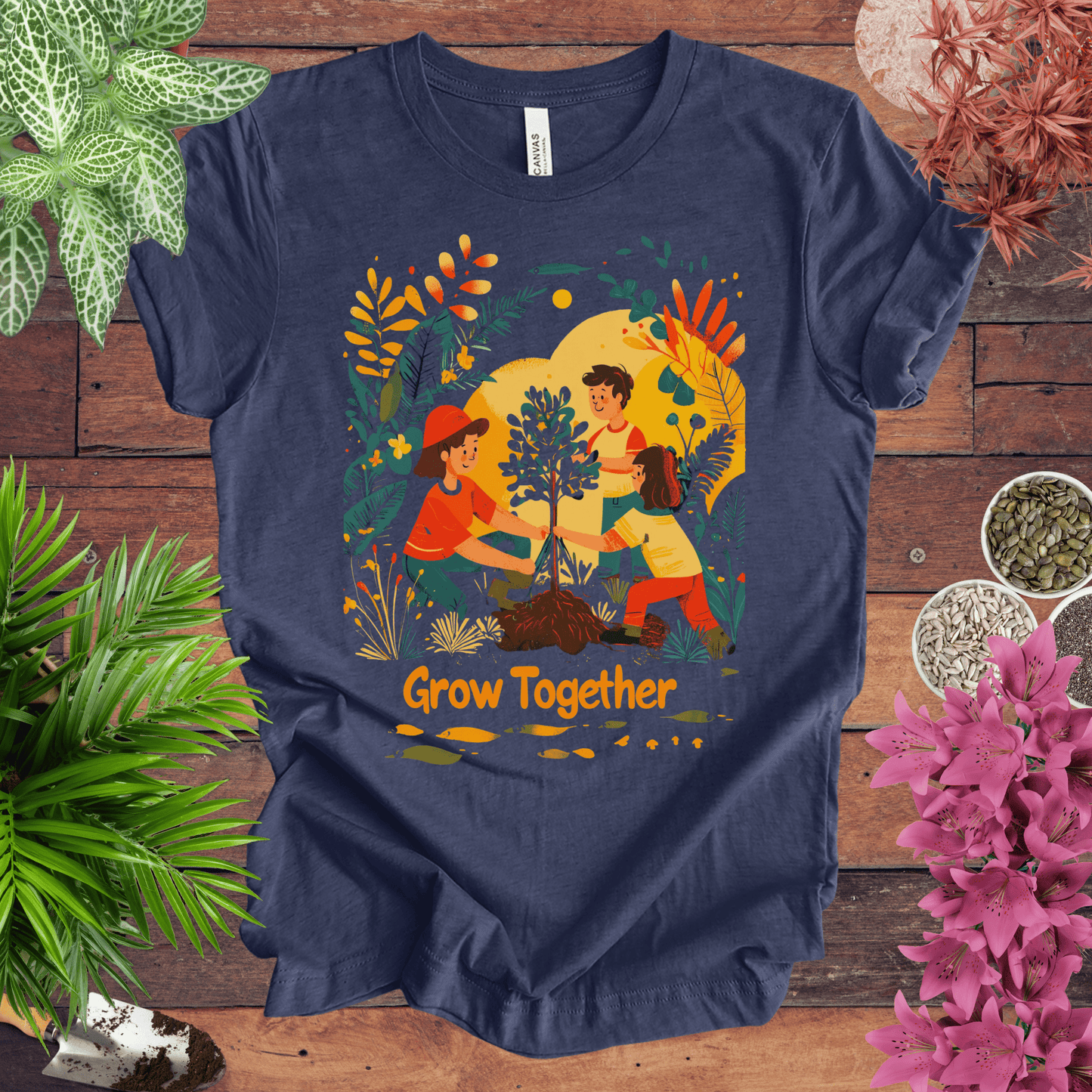 Printify T-Shirt Heather Navy / S Grow Together T-Shirt