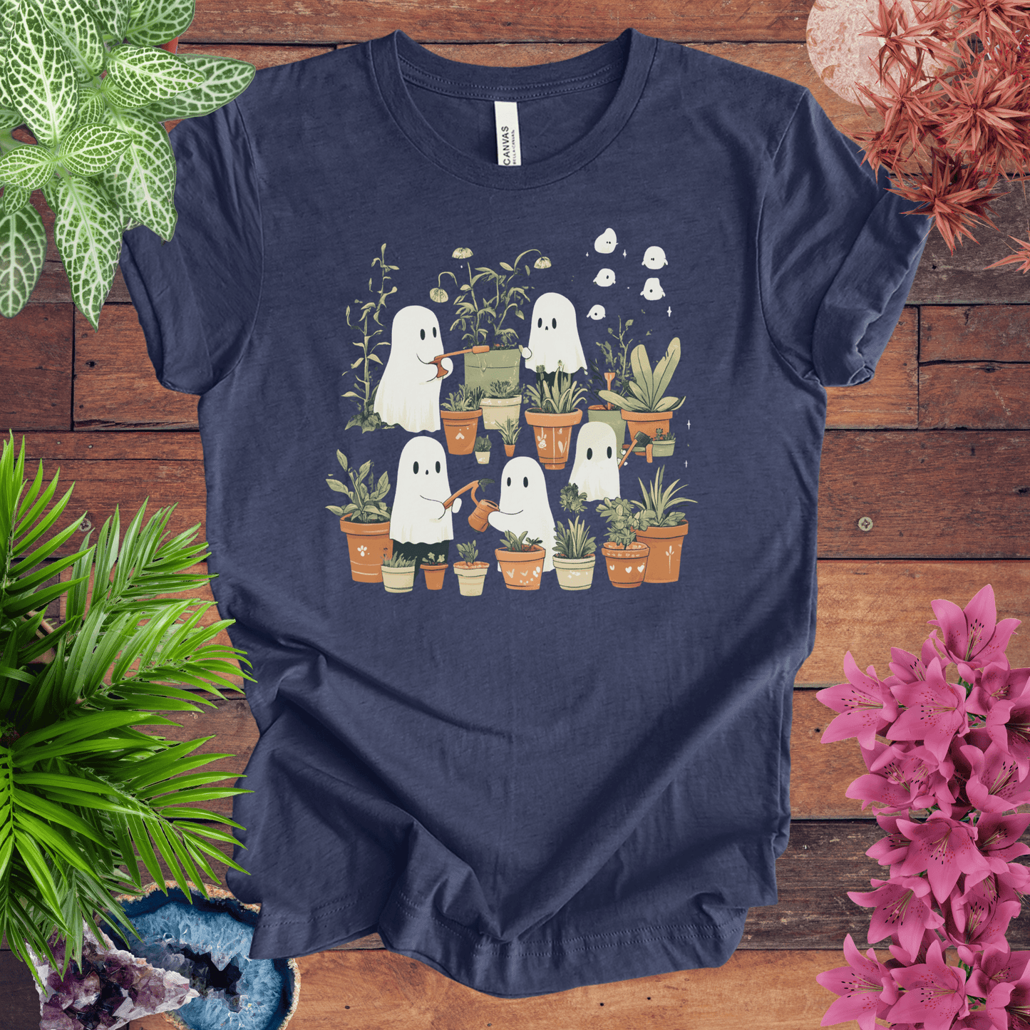 Printify T-Shirt Heather Navy / S Haunted by Houseplants T-Shirt