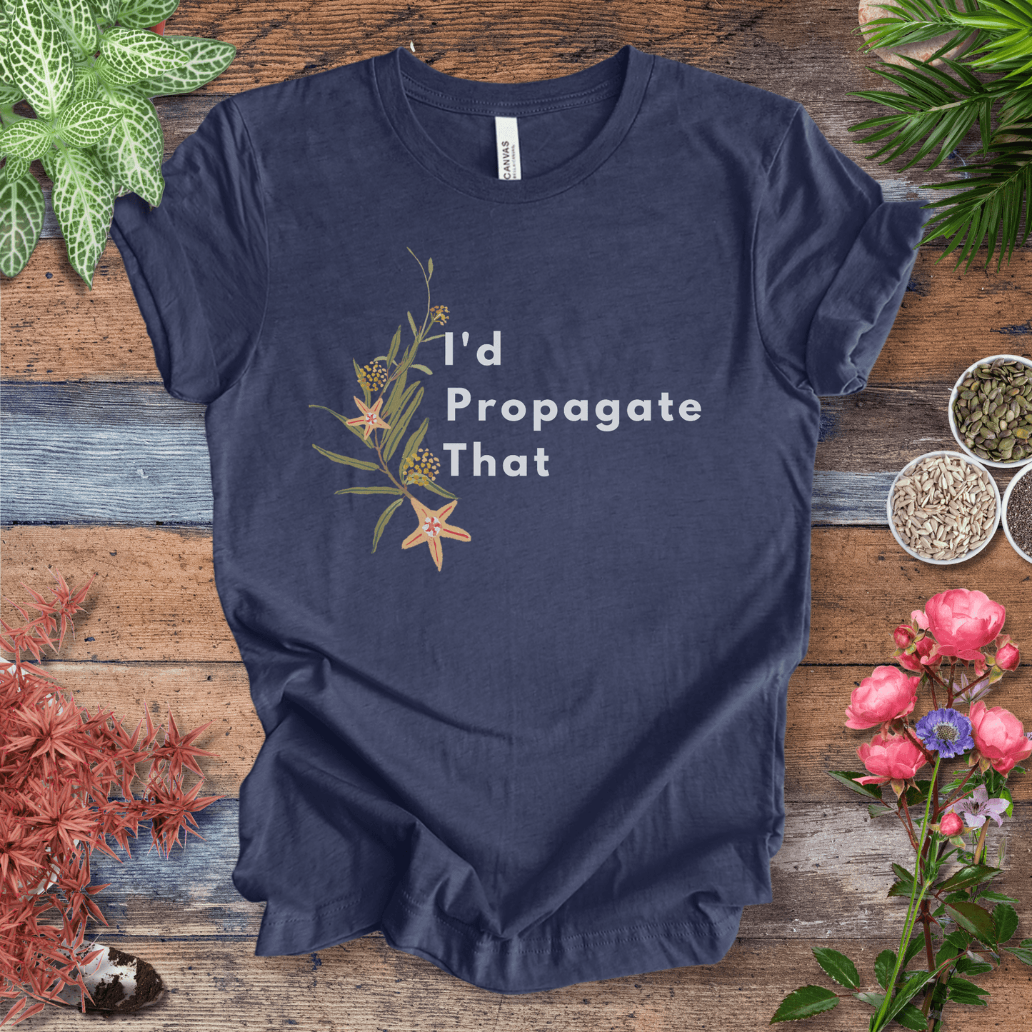 Printify T-Shirt Heather Navy / S I’d Propagate That – Hoya Edition | Eco‑Friendly Botanical Tee