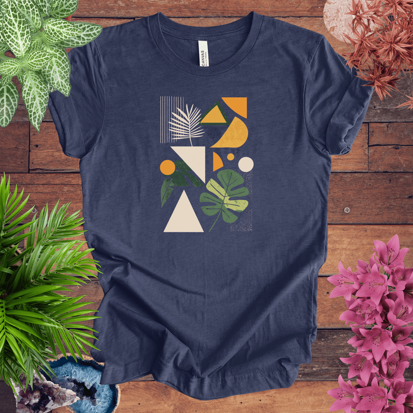 Printify T-Shirt Heather Navy / S Modern Botanical Houseplant T-Shirt