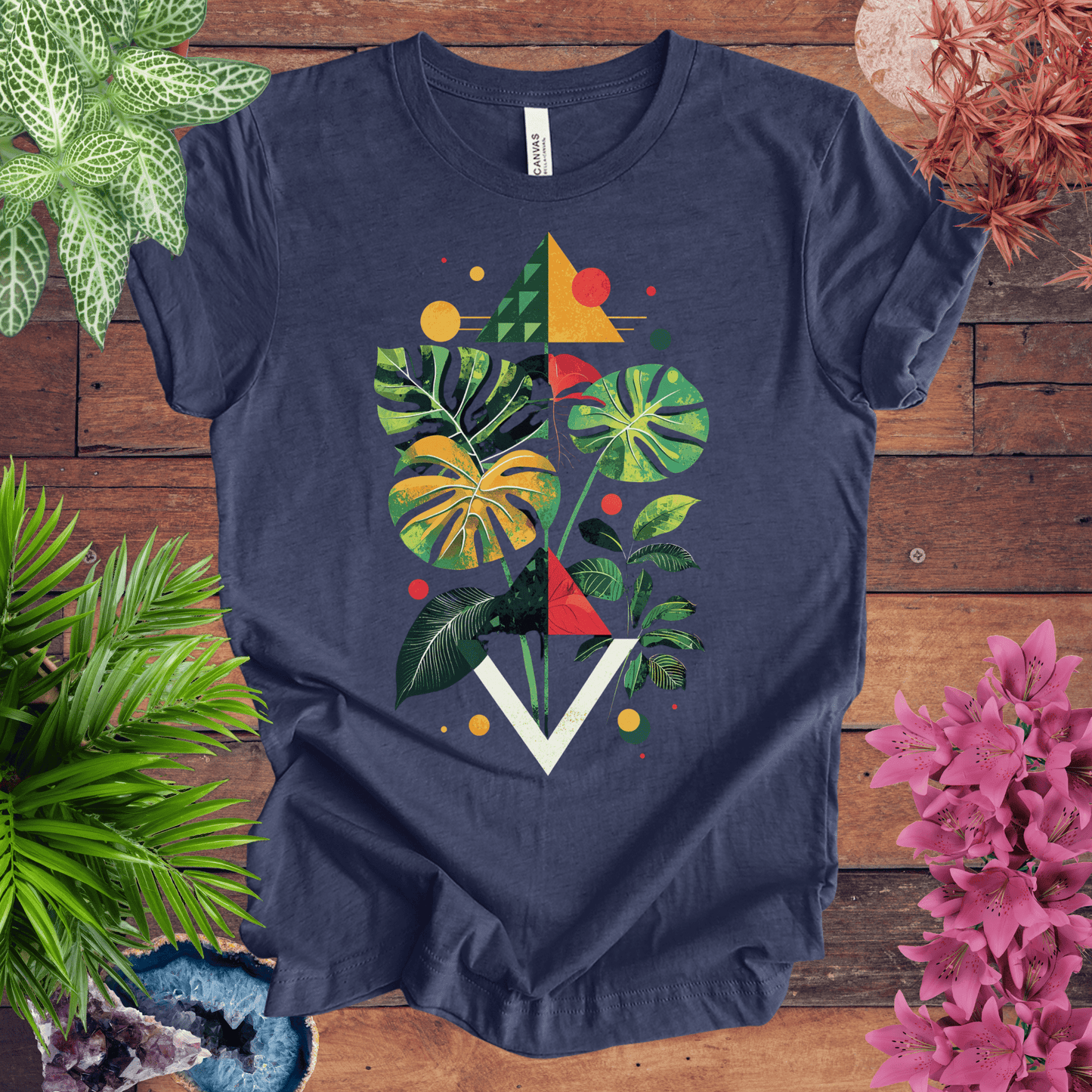 Printify T-Shirt Heather Navy / S Modern Monstera Deliciosa Houseplant T-Shirt