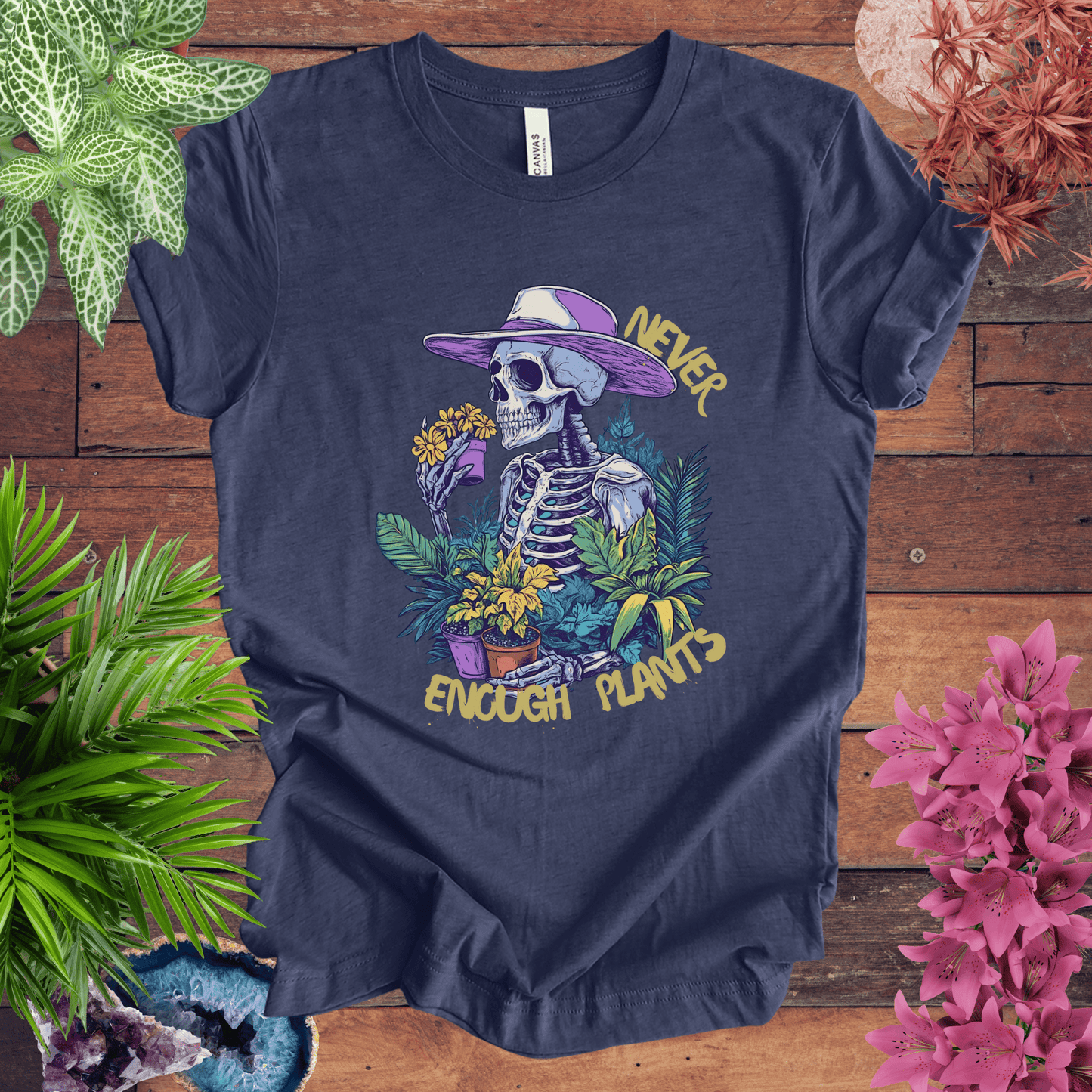 Printify T-Shirt Heather Navy / S Never Enough Plants Skeleton T-Shirt