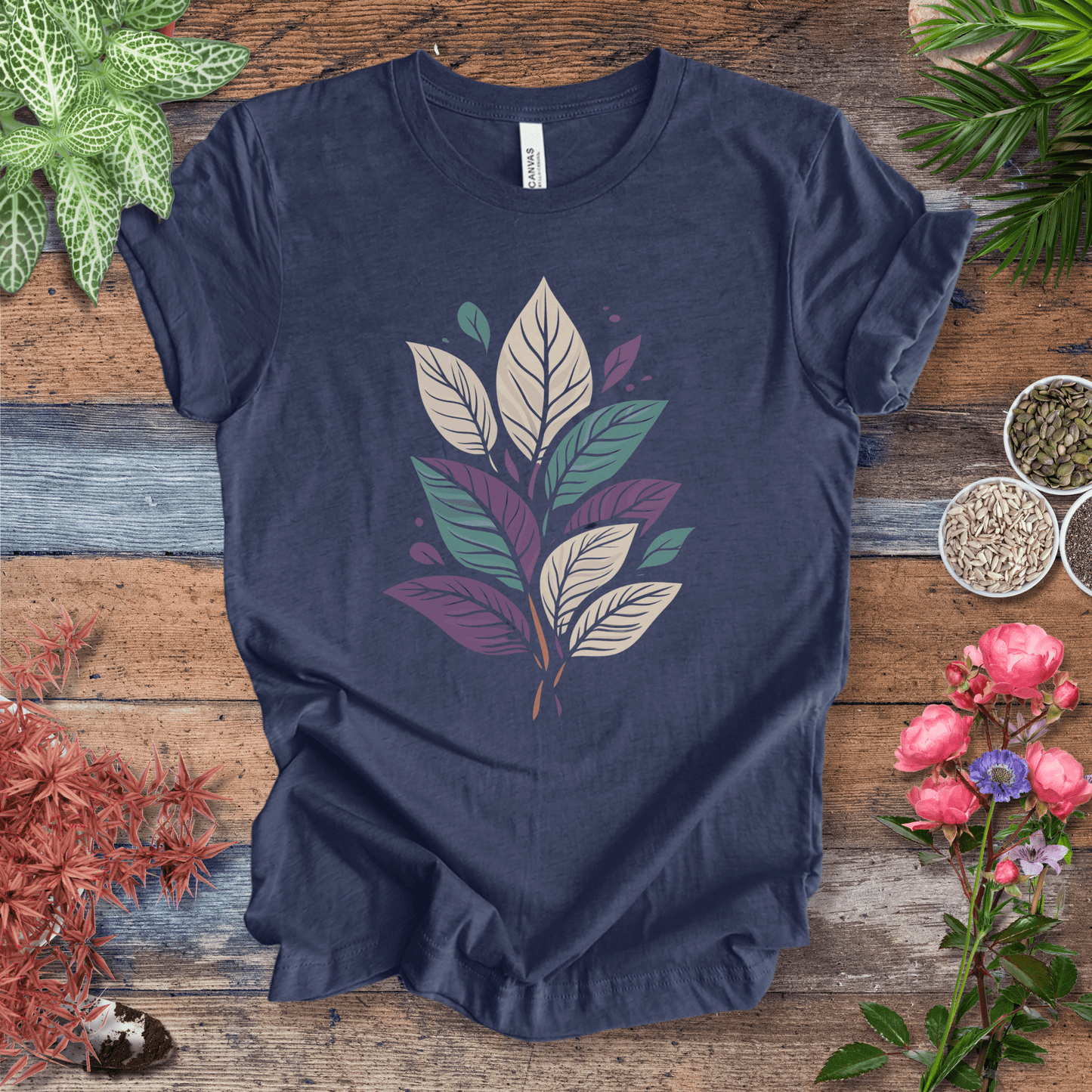 Printify T-Shirt Heather Navy / S Pastel Botanical Bundle T-Shirt