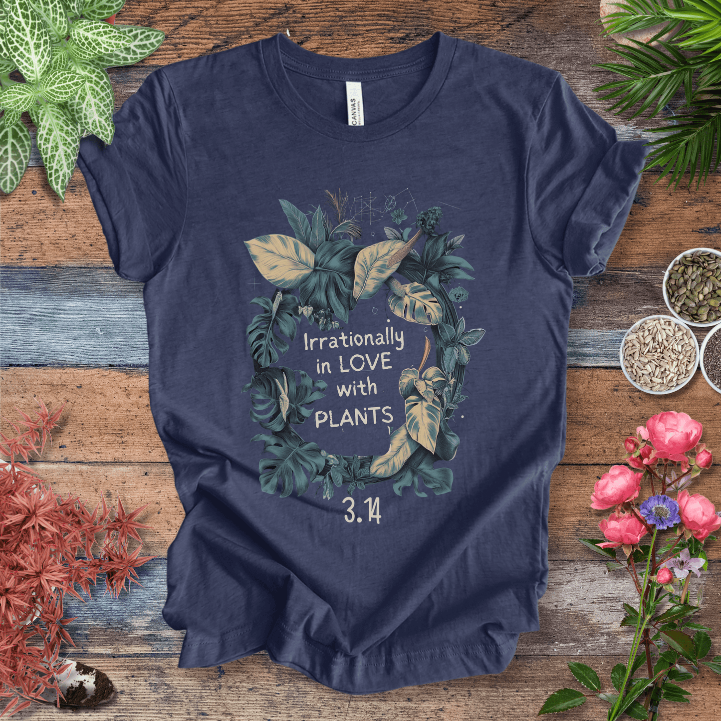 Printify T-Shirt Heather Navy / S Pi Day Plant Lover T-Shirt