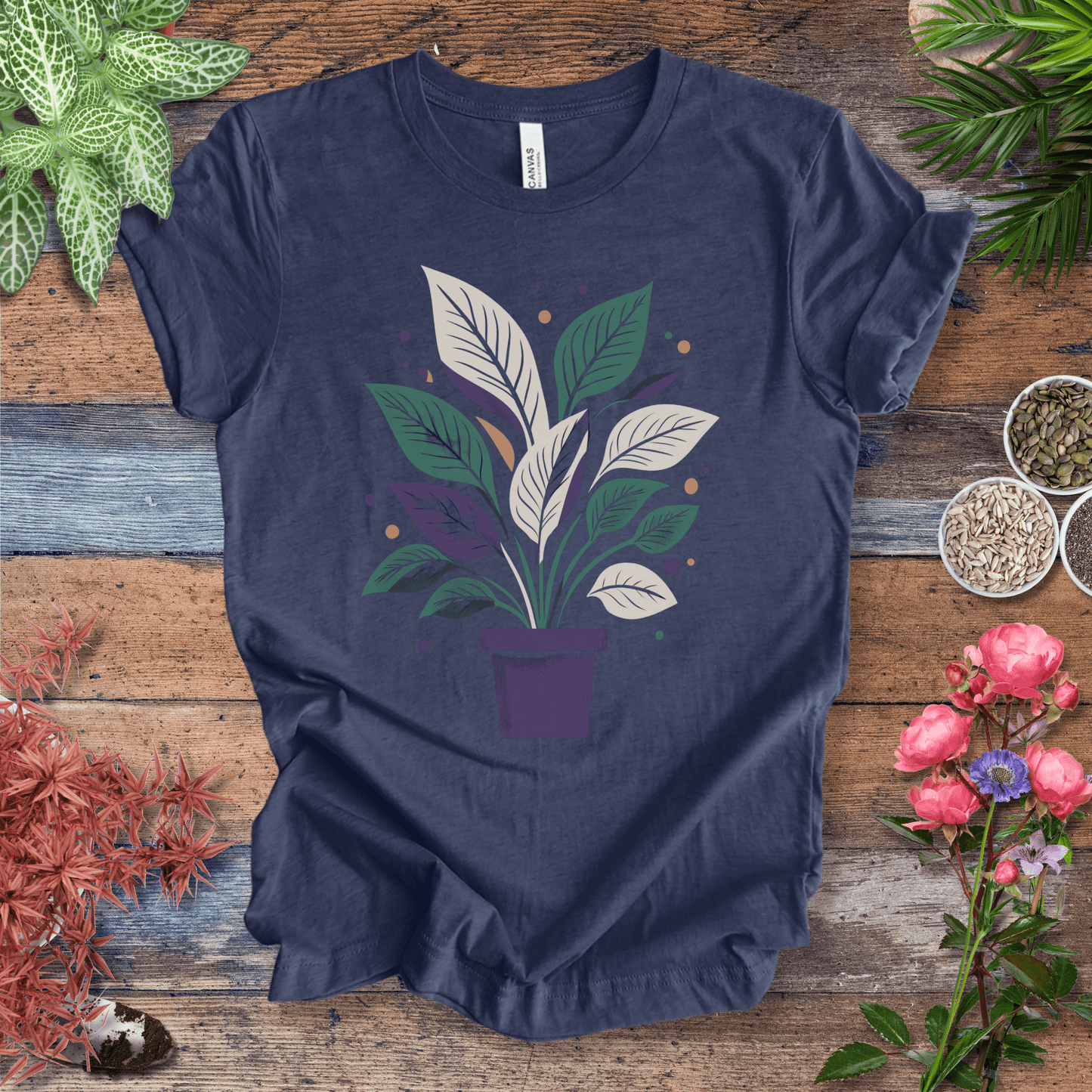 Printify T-Shirt Heather Navy / S Potted Plant Aesthetic T-Shirt