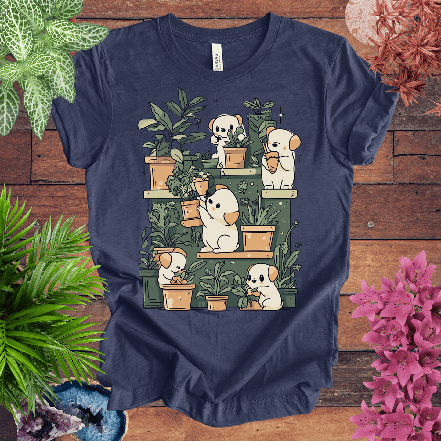 Printify T-Shirt Heather Navy / S Puppy Gardeners - Potting Party T-Shirt