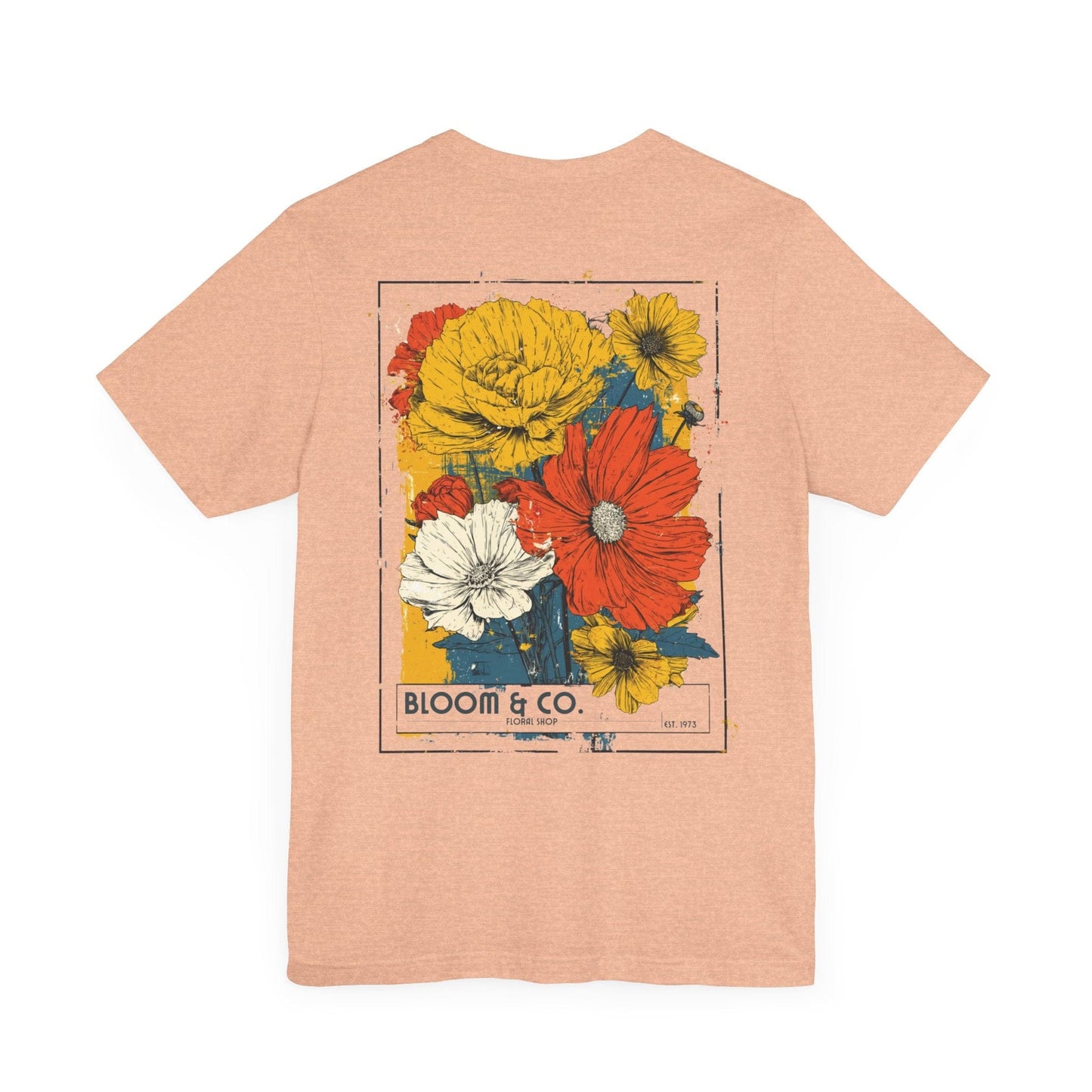 Printify T-Shirt Heather Peach / S Bloom & Co. Vintage Flower Shop Tee | Eco-Friendly Botanical Art T-Shirt