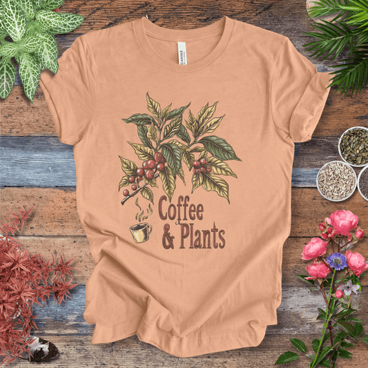 Printify T-Shirt Heather Peach / S Coffee & Plants Botanical T-Shirt