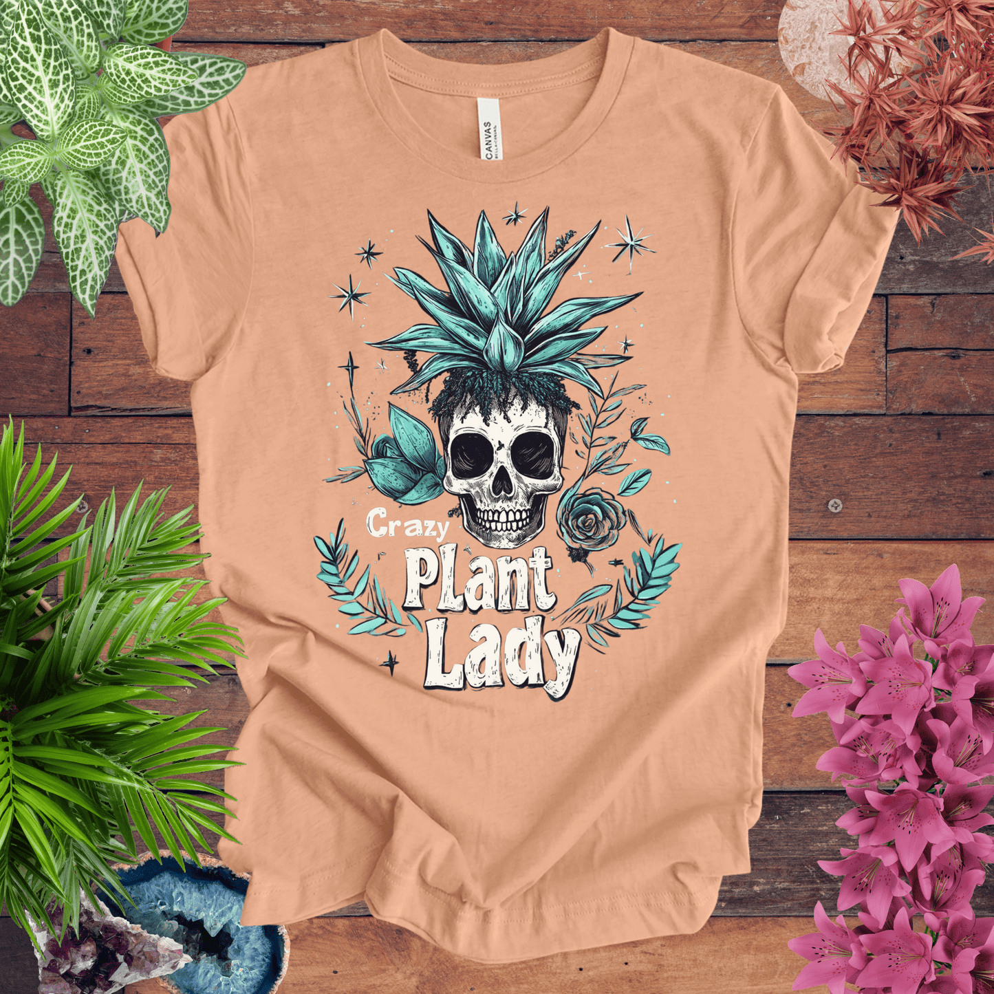 Printify T-Shirt Heather Peach / S Crazy Plant Lady T-Shirt