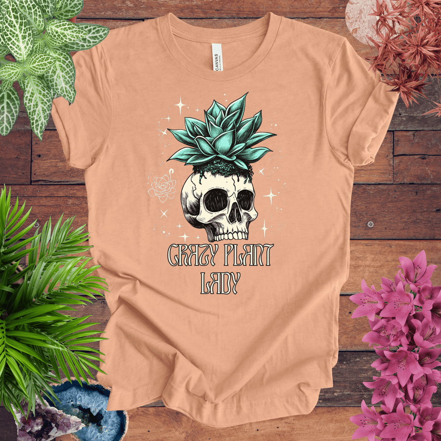 Printify T-Shirt Heather Peach / S Crazy Plant Lady T-Shirt
