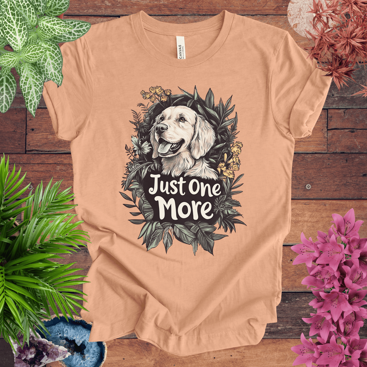 Printify T-Shirt Heather Peach / S Just One More - Golden Retriever Edition T-Shirt