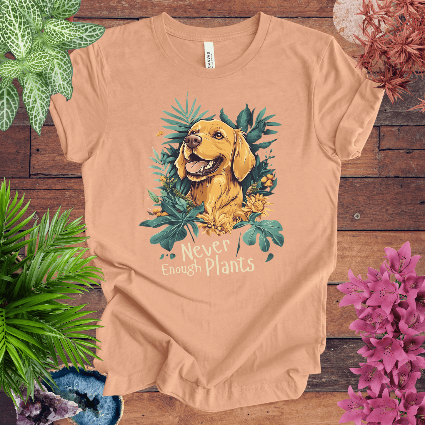 Printify T-Shirt Heather Peach / S Never Enough Plants - Labrador Retriever Edition T-Shirt