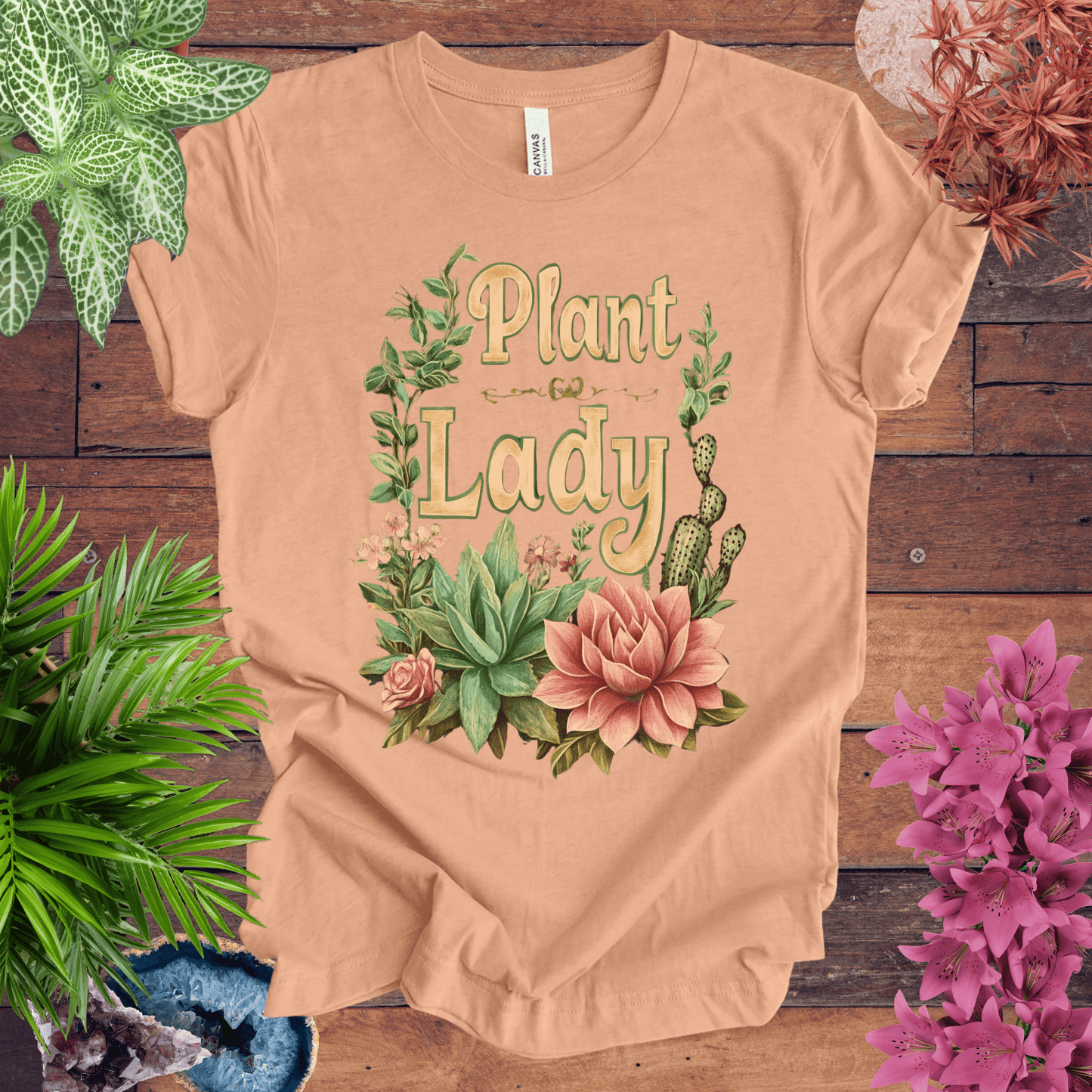 Printify T-Shirt Heather Peach / S Plant Lady T-Shirt