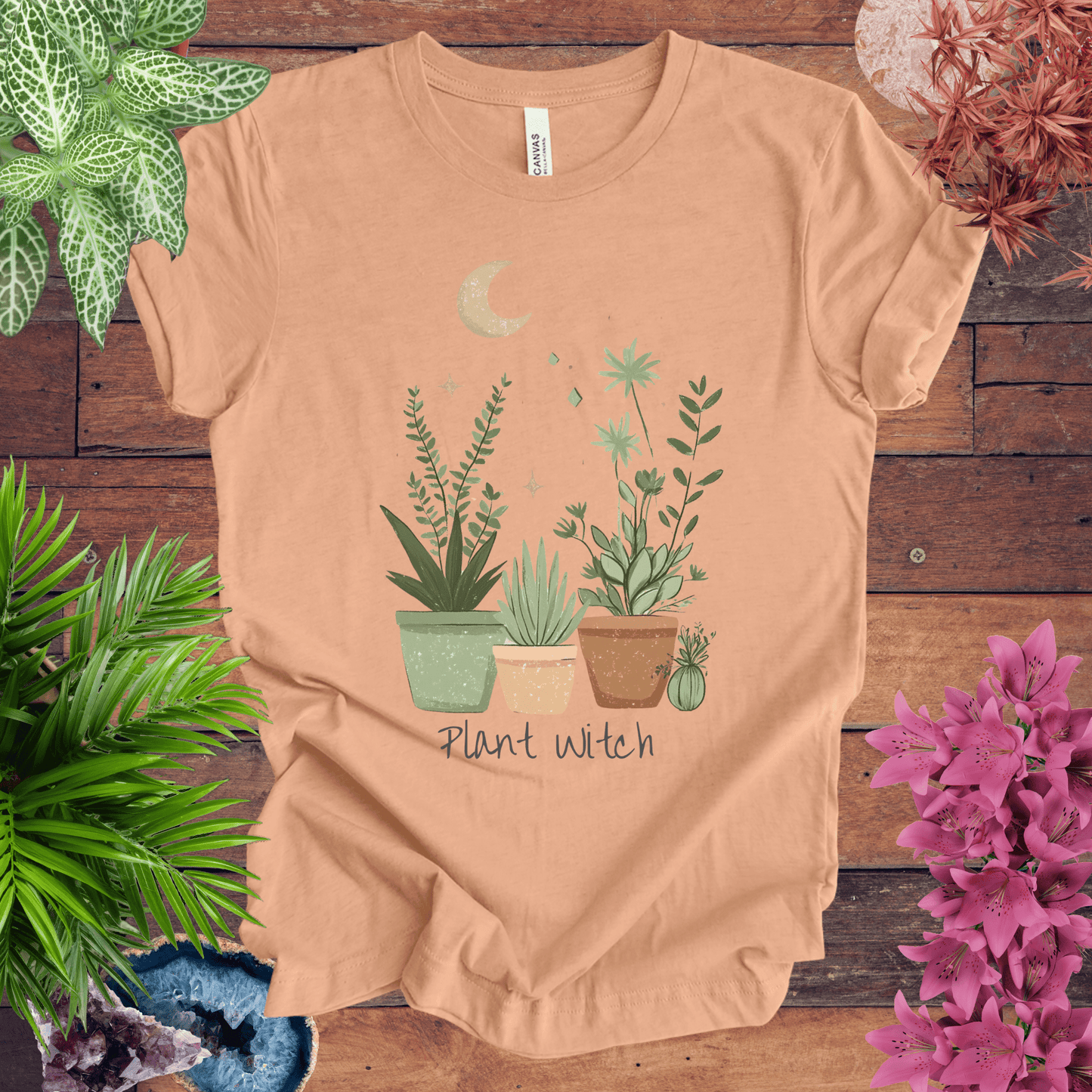 Printify T-Shirt Heather Peach / S Plant Witch - Moonlit Garden T-Shirt