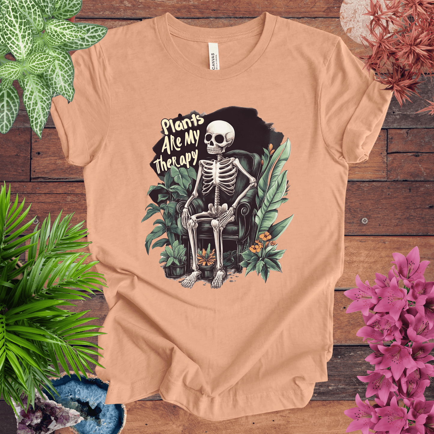 Printify T-Shirt Heather Peach / S Plants Are My Therapy T-Shirt
