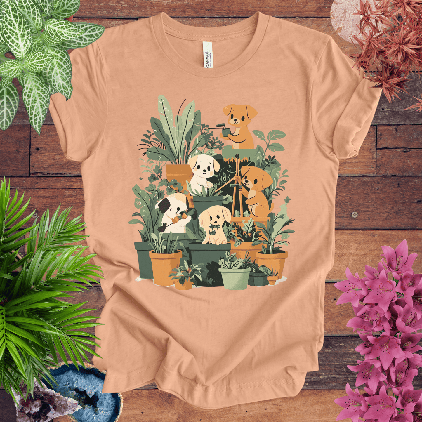 Printify T-Shirt Heather Peach / S Puppy Plant Squad T-Shirt