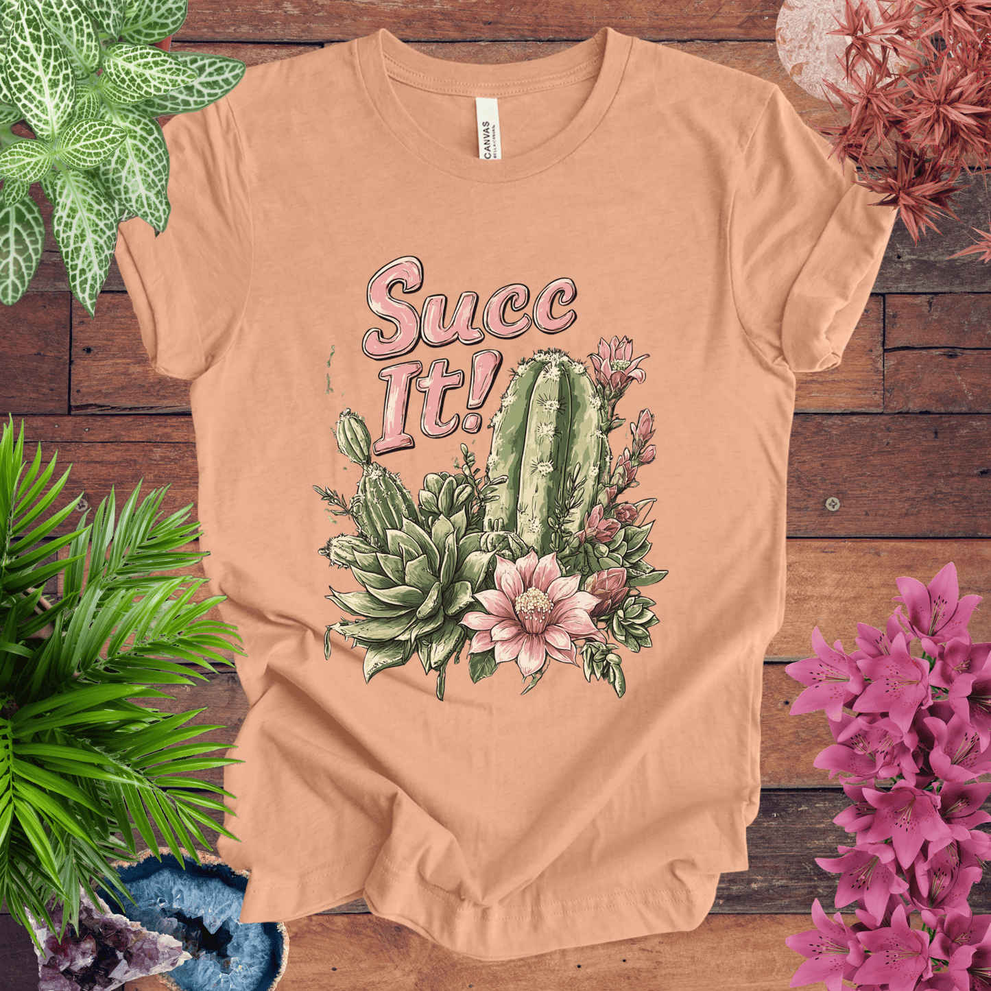 Printify T-Shirt Heather Peach / S Succ It! - Cactus Lover T-Shirt