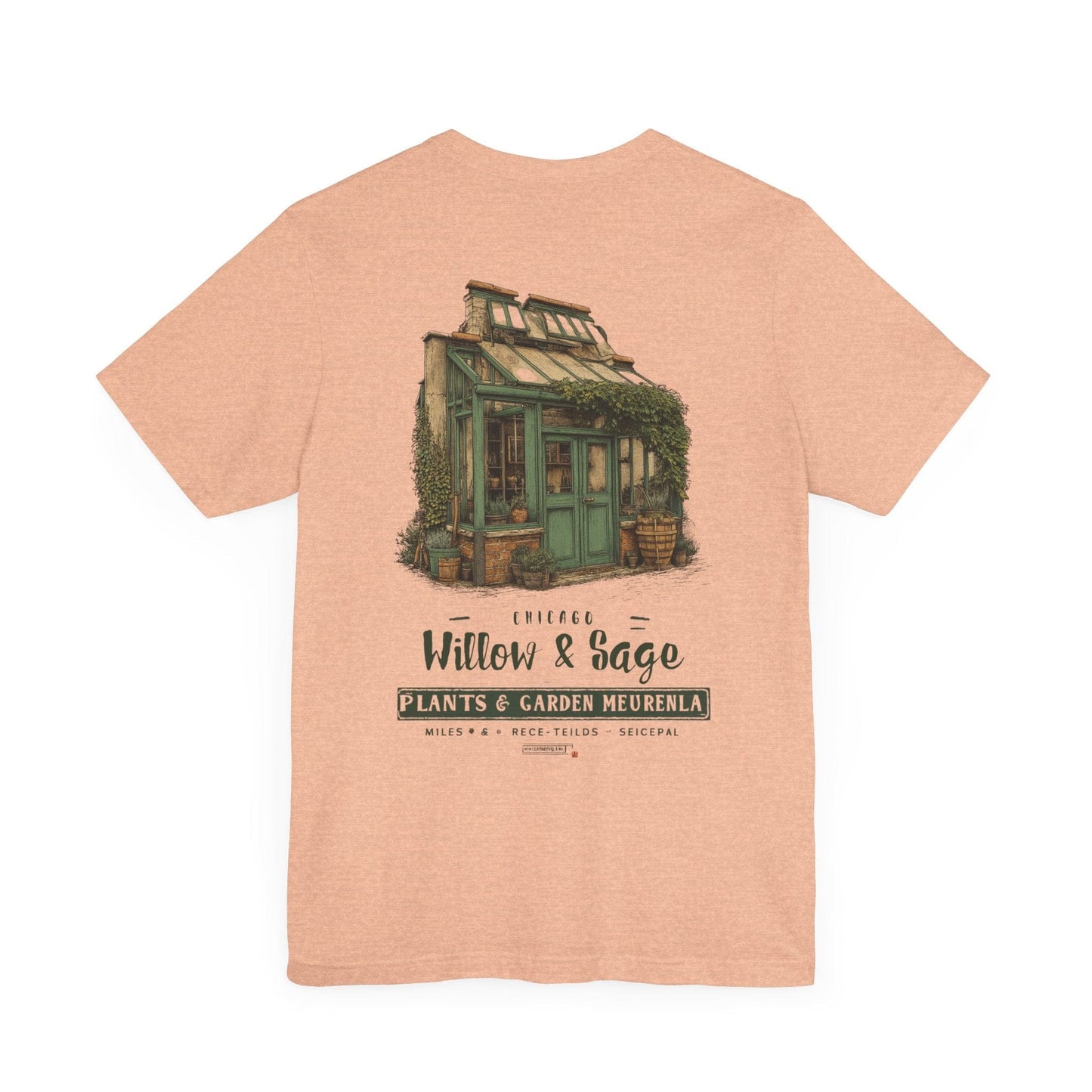 Printify T-Shirt Heather Peach / S Willow & Sage Vintage Greenhouse Tee | Eco-Friendly Gardening T-Shirt