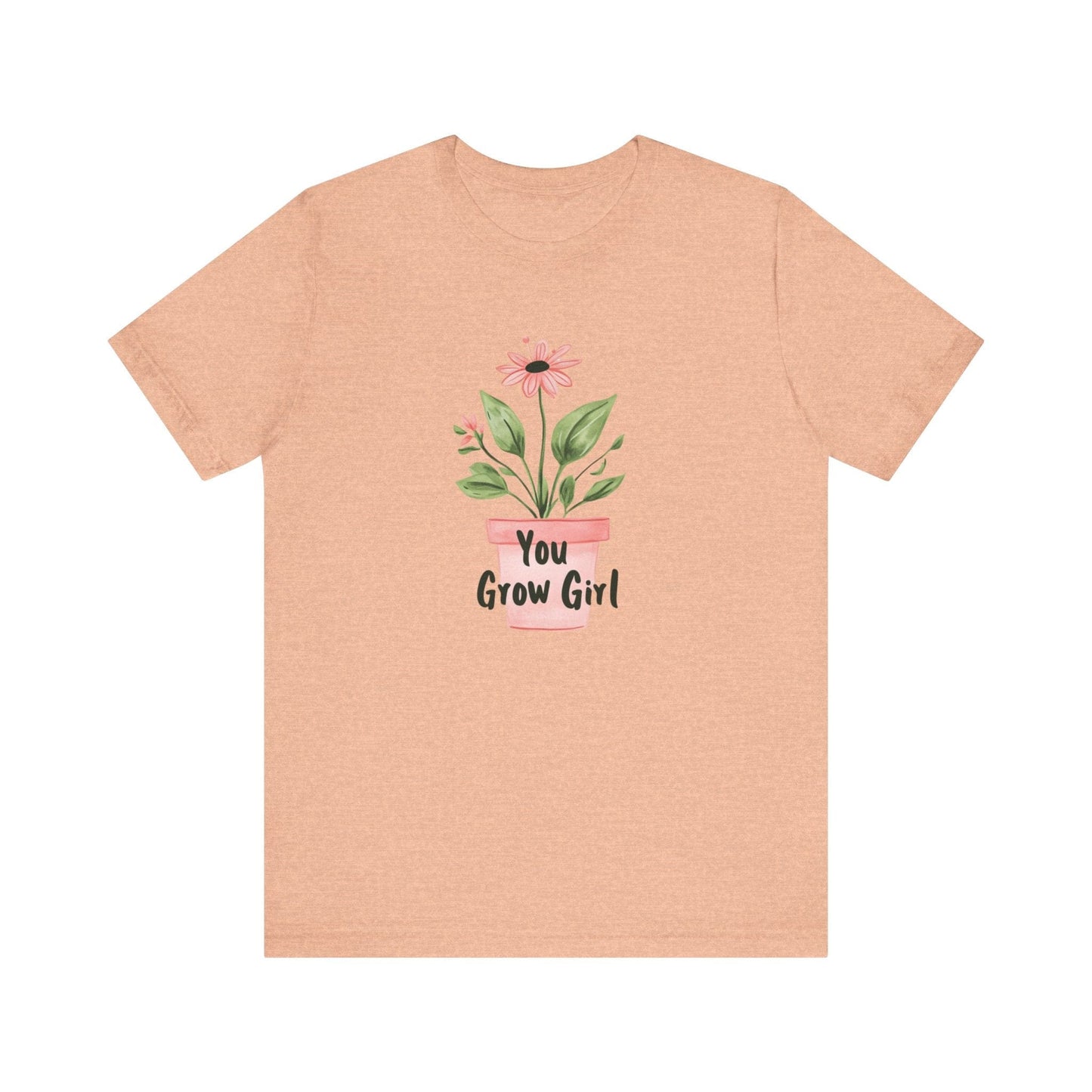 Printify T-Shirt Heather Peach / S You Grow Girl – Simple Watercolor Pot T-Shirt