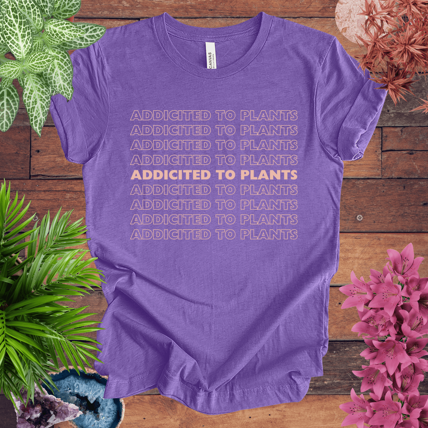 Printify T-Shirt Heather Team Purple / S Addicted to Houseplants T-Shirt