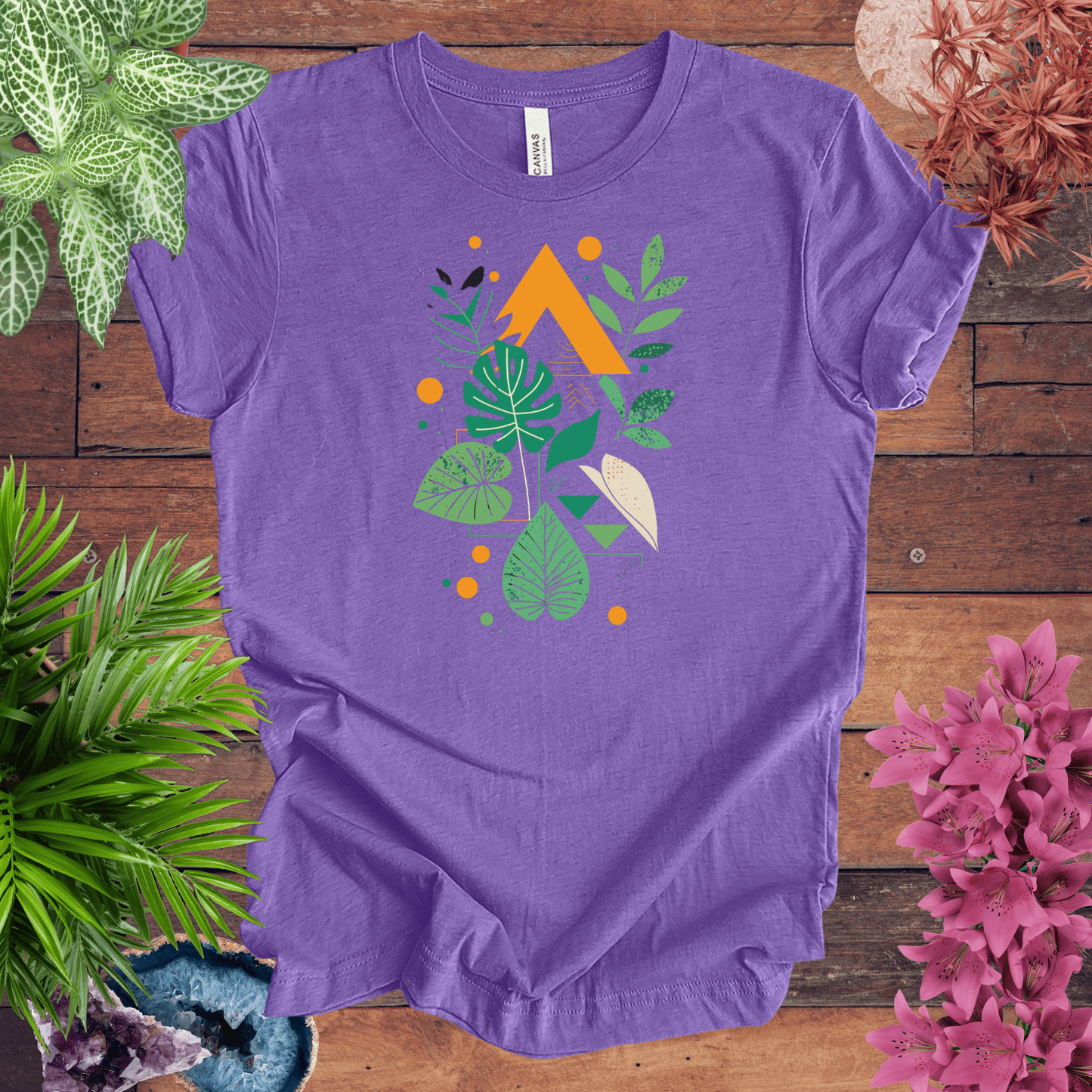 Printify T-Shirt Heather Team Purple / S Botanical Houseplant Modern T-Shirt