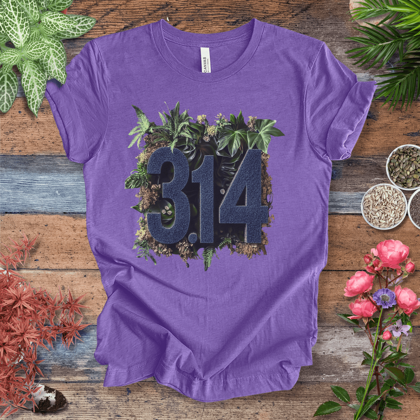 Printify T-Shirt Heather Team Purple / S Botanical Pi Day T-Shirt