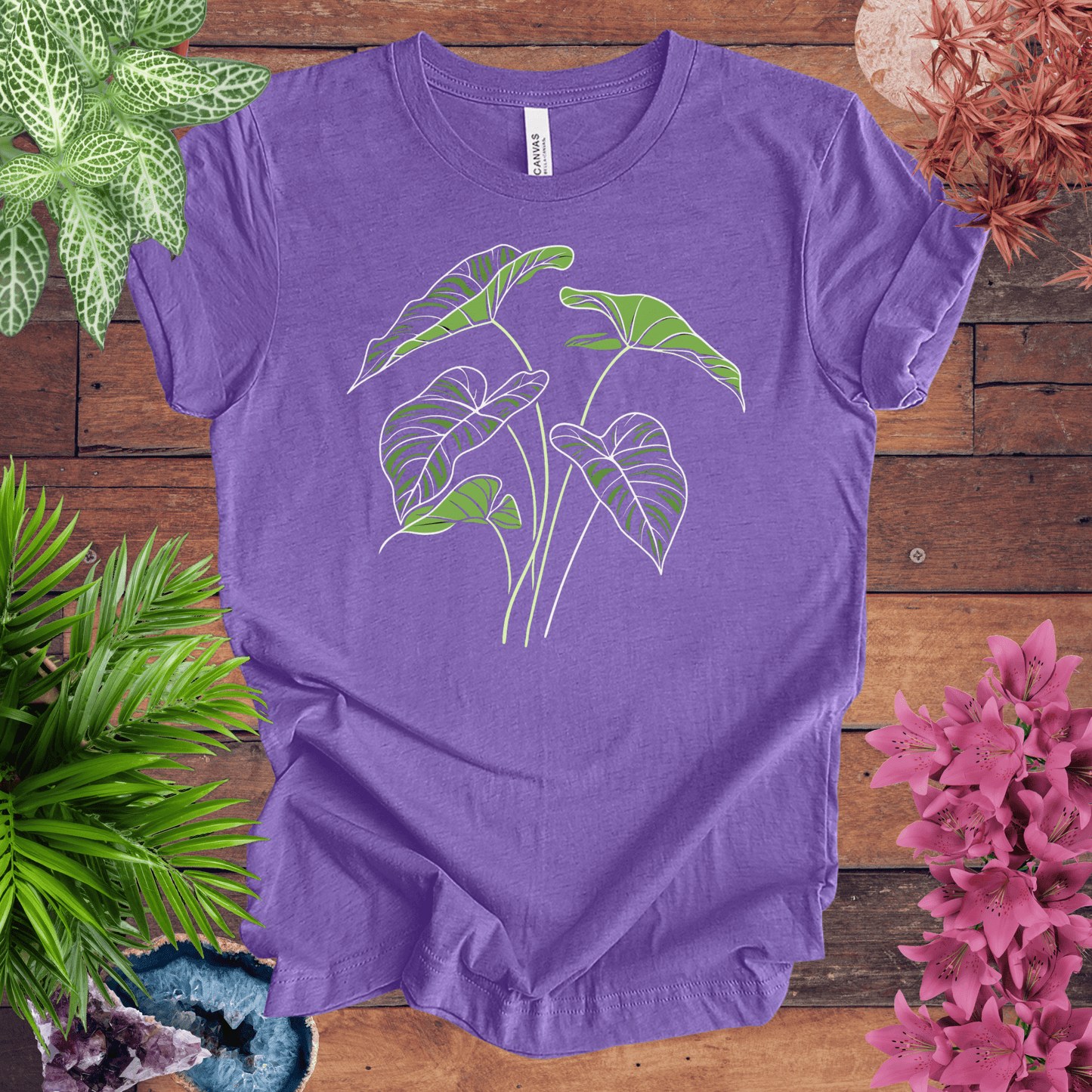 Printify T-Shirt Heather Team Purple / S Elephant Ear Plant Art T-Shirt