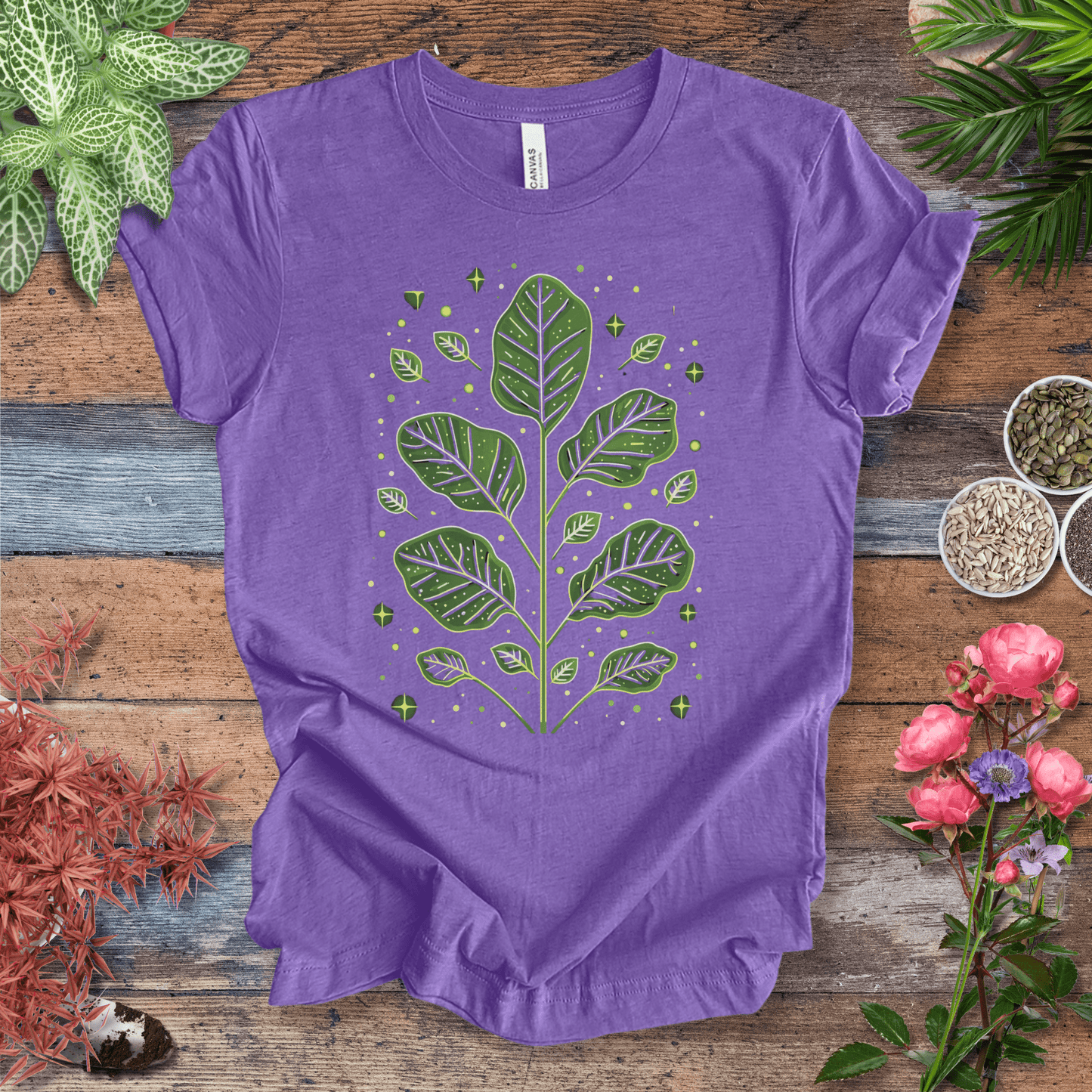 Printify T-Shirt Heather Team Purple / S Enchanted Fiddle Leaf Art T-Shirt