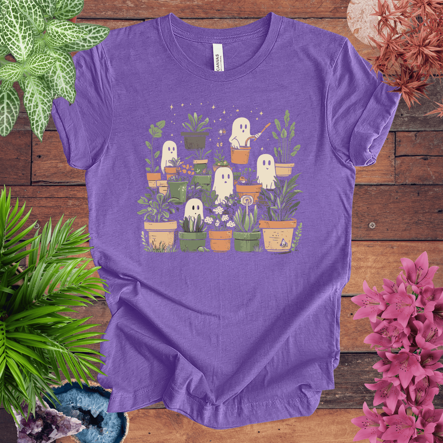 Printify T-Shirt Heather Team Purple / S Ghostly Greenery T-Shirt