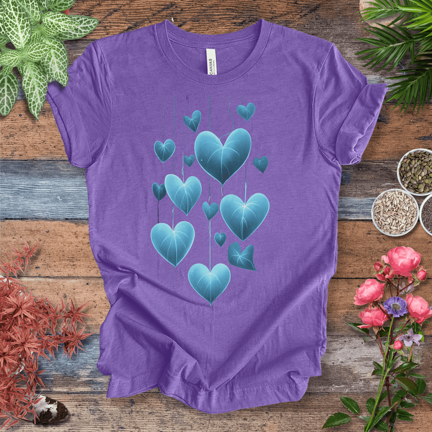 Printify T-Shirt Heather Team Purple / S Glowing Heartleaf Philodendron Plant Lover T-Shirt