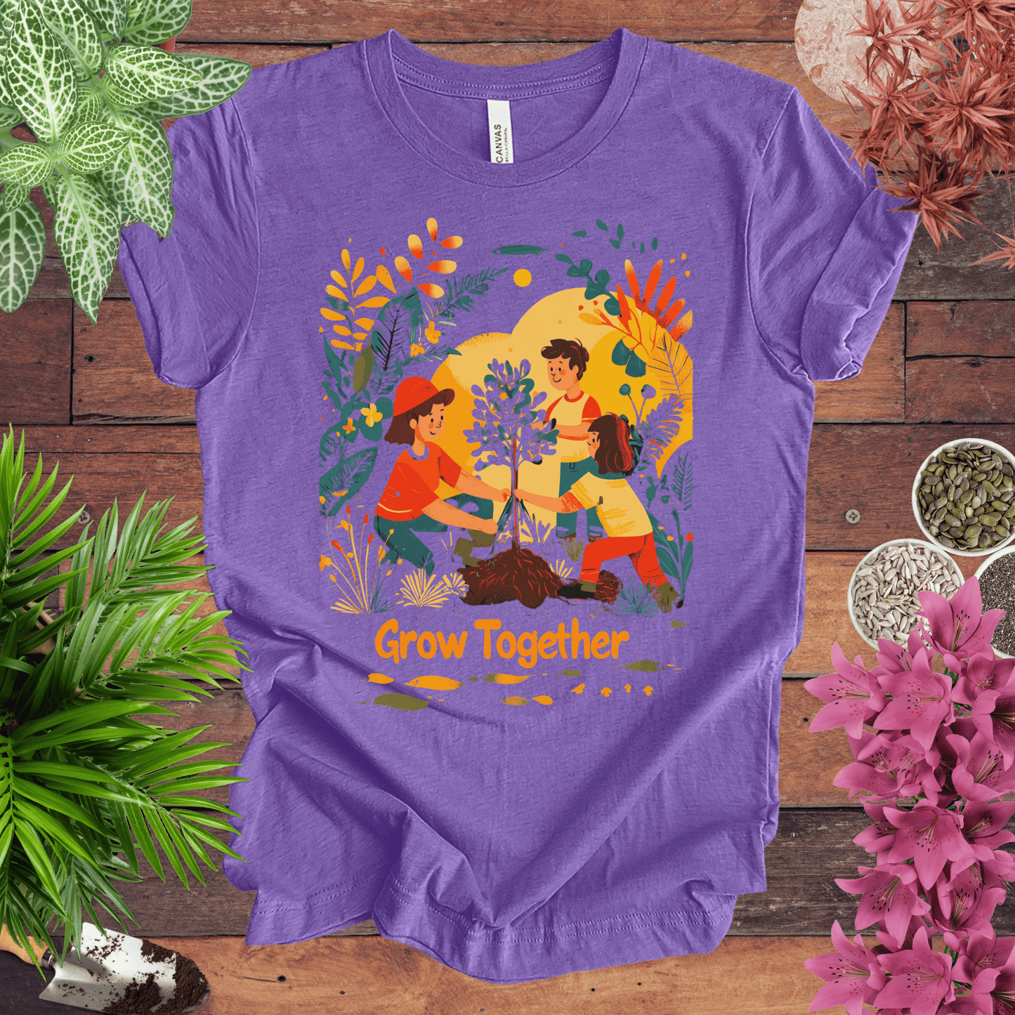 Printify T-Shirt Heather Team Purple / S Grow Together T-Shirt