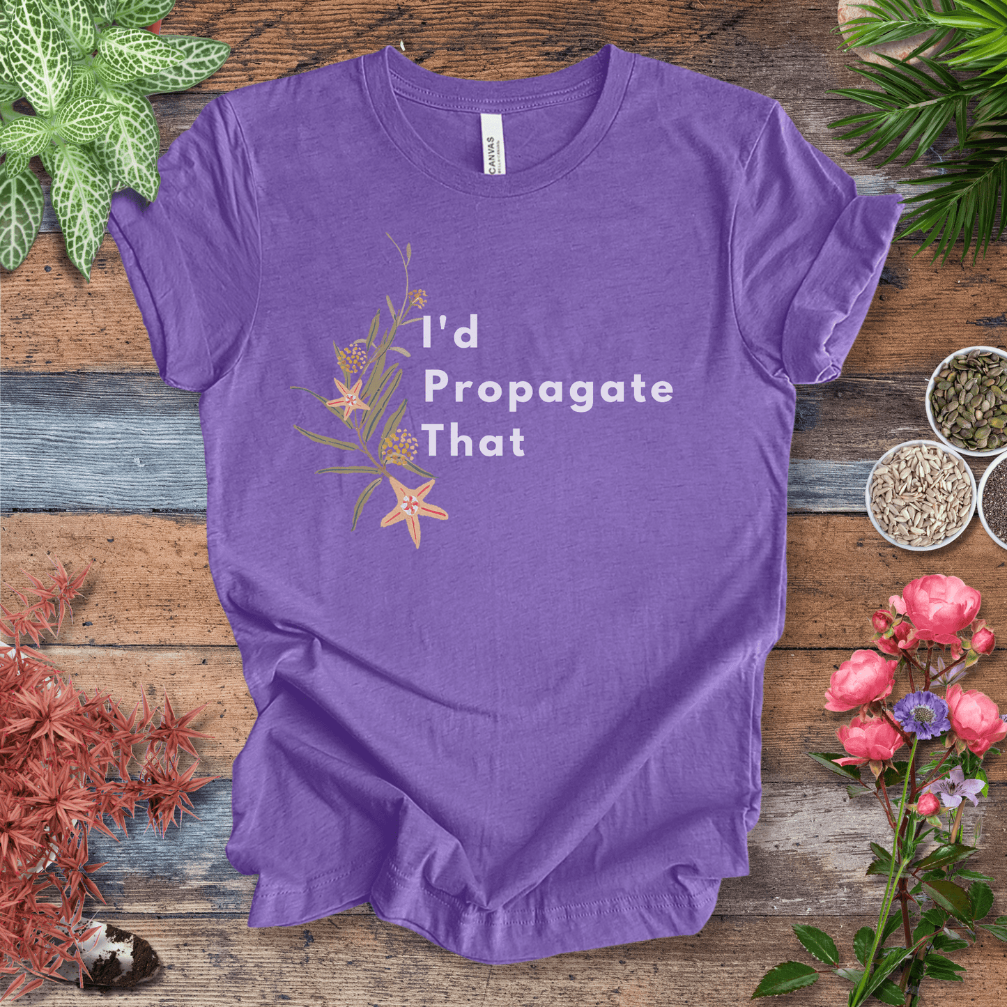 Printify T-Shirt Heather Team Purple / S I’d Propagate That – Hoya Edition | Eco‑Friendly Botanical Tee