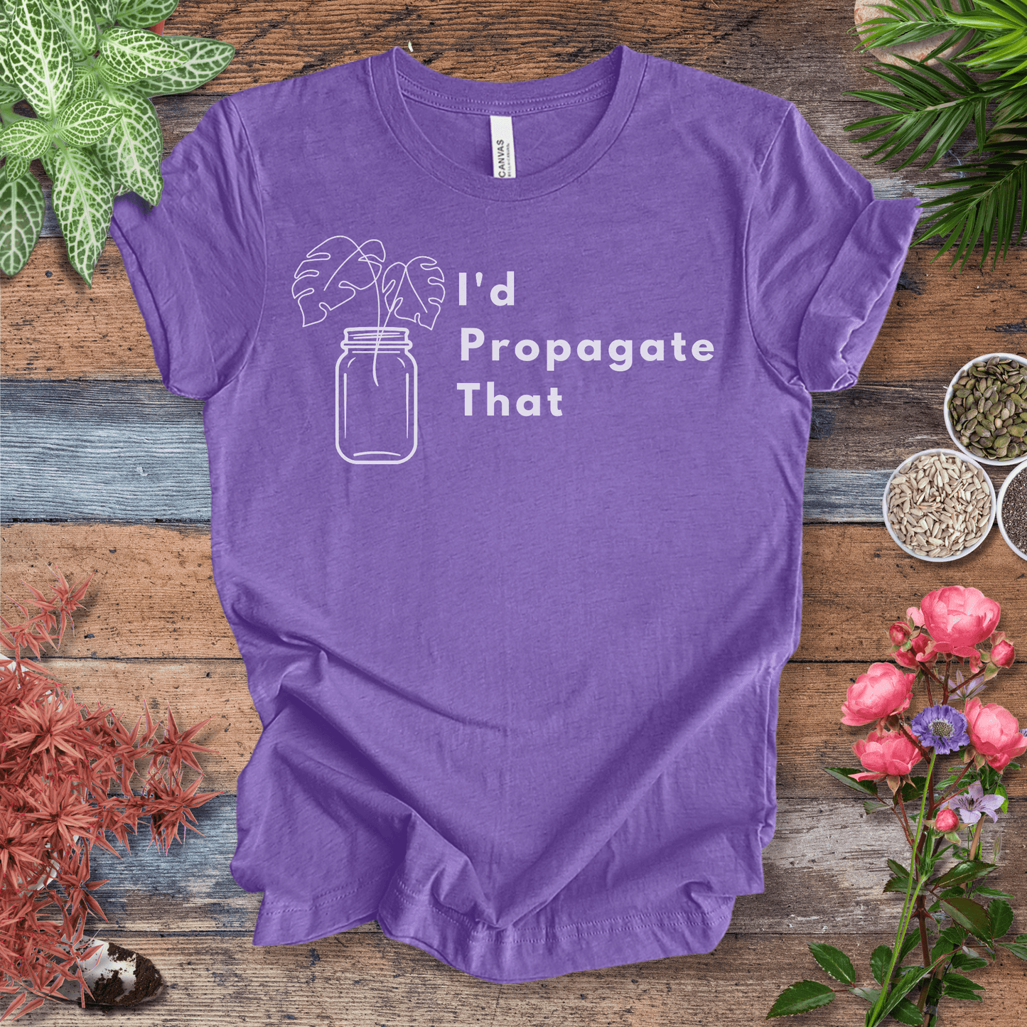 Printify T-Shirt Heather Team Purple / S I’d Propagate That – Monstera Jar T‑Shirt