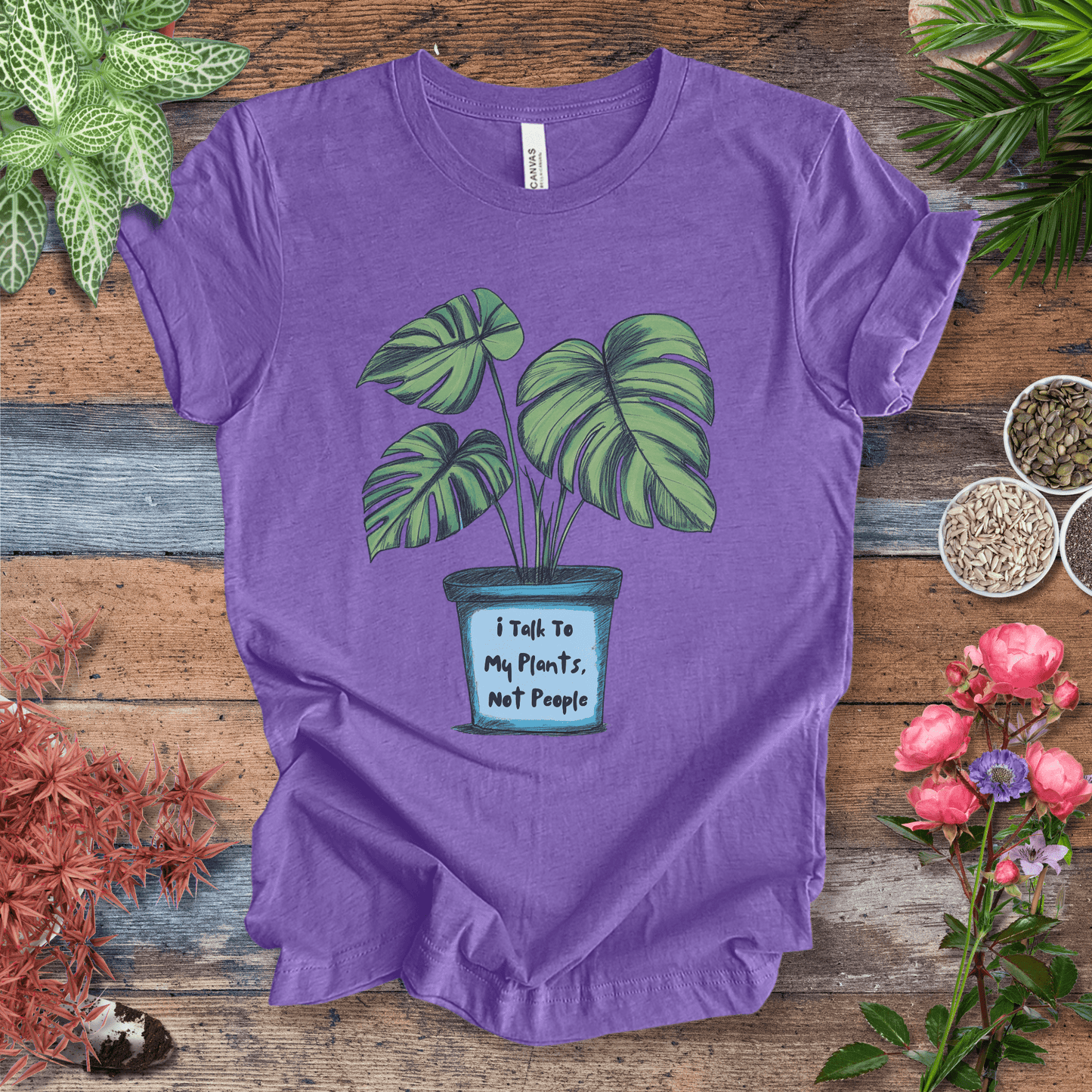 Printify T-Shirt Heather Team Purple / S I Talk to My Plants Not People Funny Plant Lover T-Shirt