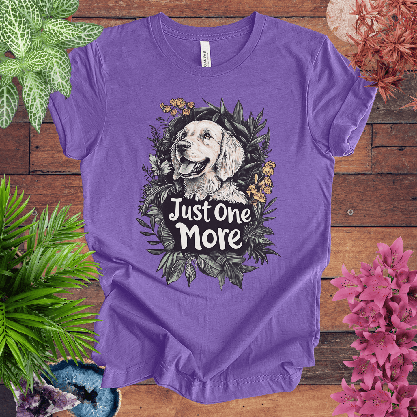 Printify T-Shirt Heather Team Purple / S Just One More - Golden Retriever Edition T-Shirt