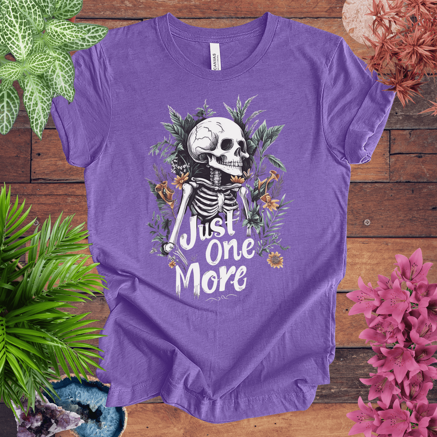 Printify T-Shirt Heather Team Purple / S Just One More Plant Skeleton T-Shirt