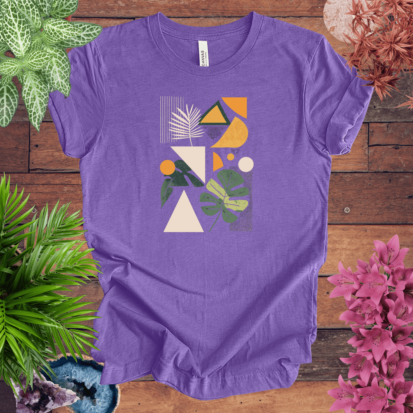 Printify T-Shirt Heather Team Purple / S Modern Botanical Houseplant T-Shirt