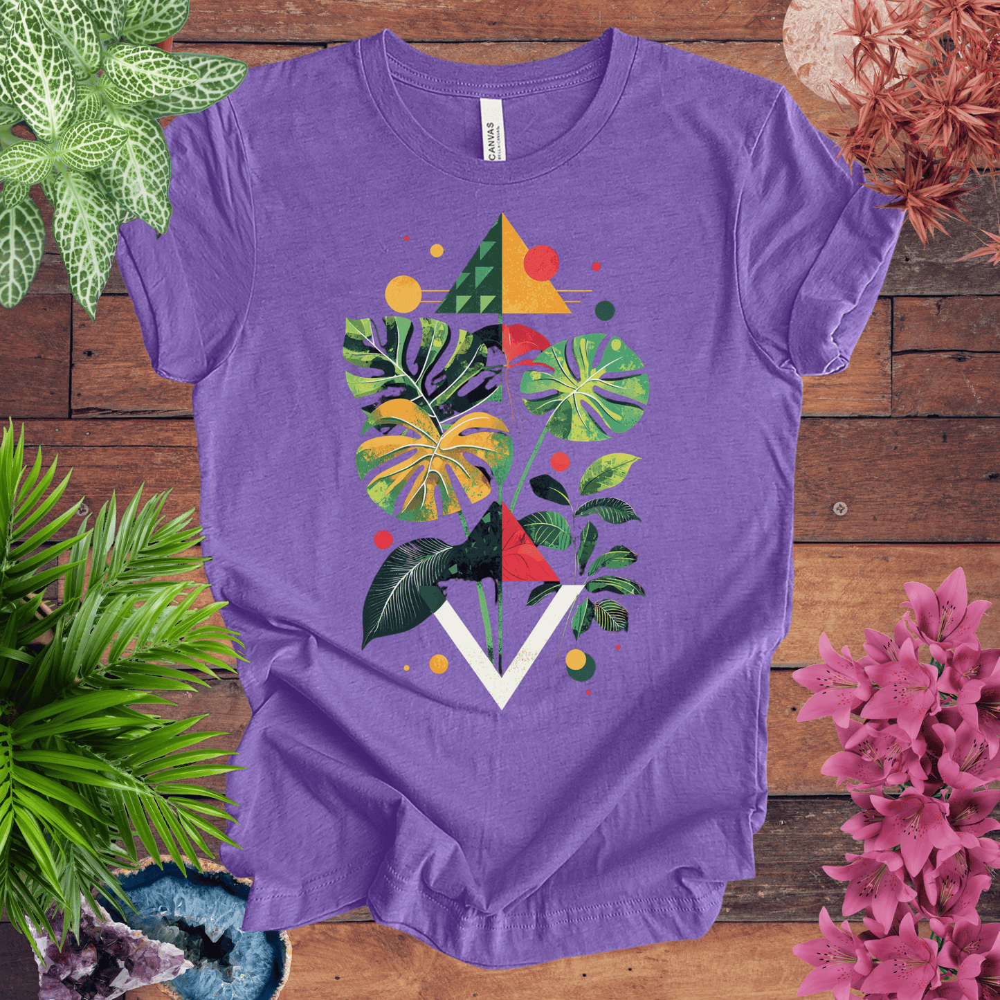 Printify T-Shirt Heather Team Purple / S Modern Monstera Deliciosa Houseplant T-Shirt