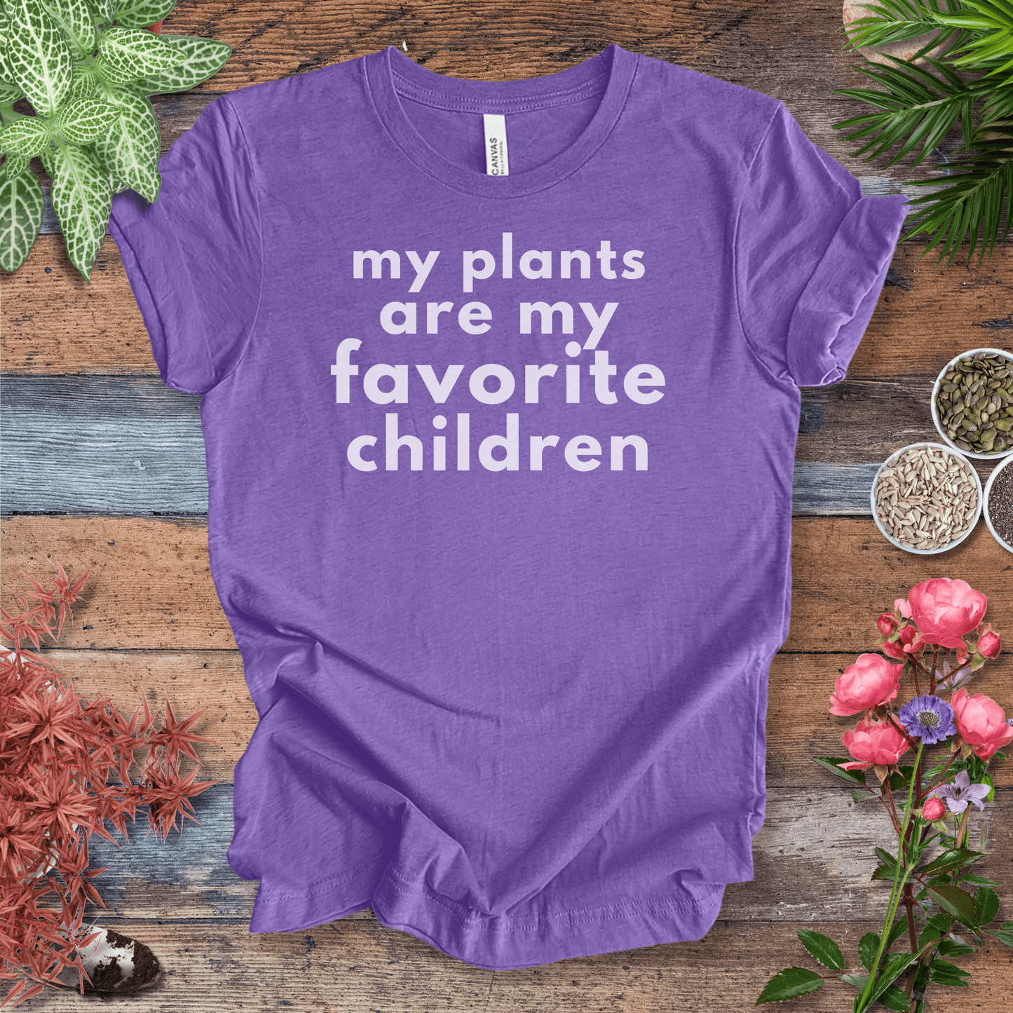 Printify T-Shirt Heather Team Purple / S My Plants Are My Favorite Children | Sassy Houseplant Tee