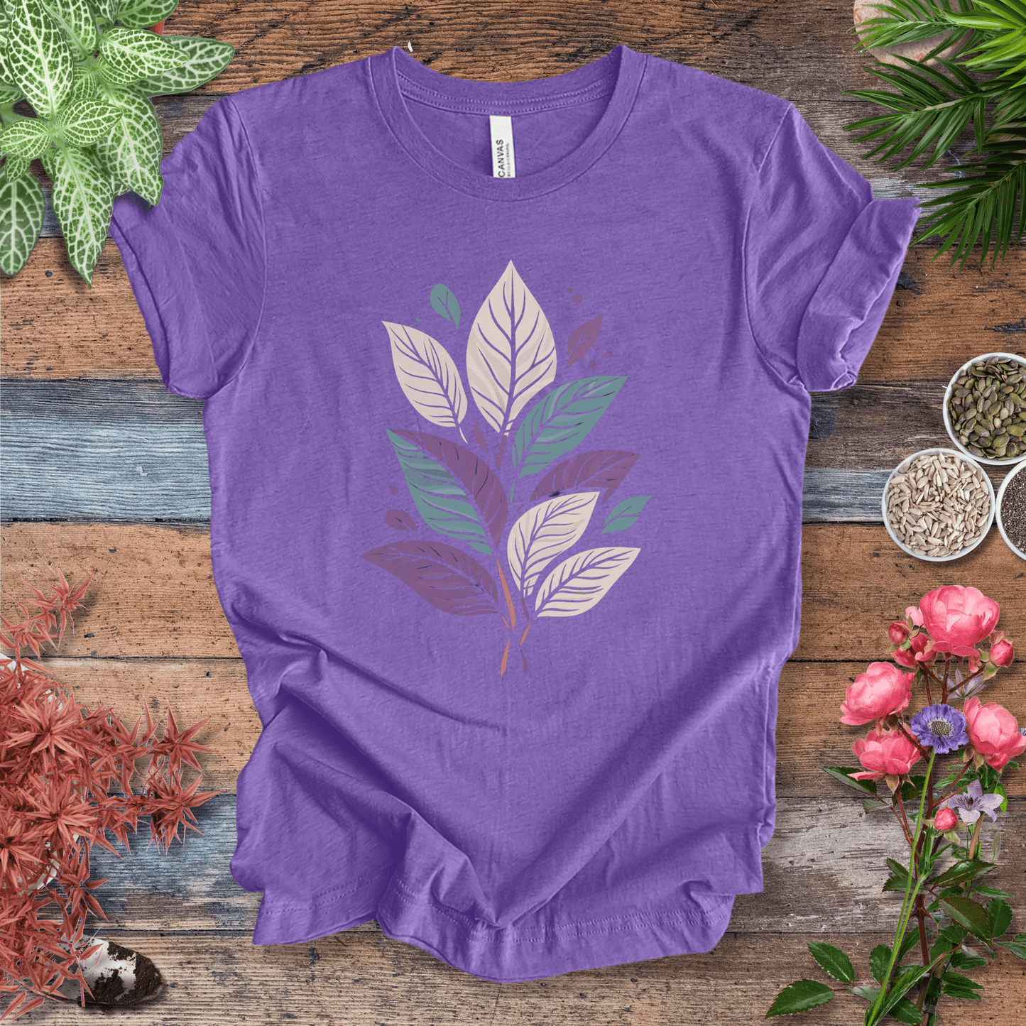 Printify T-Shirt Heather Team Purple / S Pastel Botanical Bundle T-Shirt