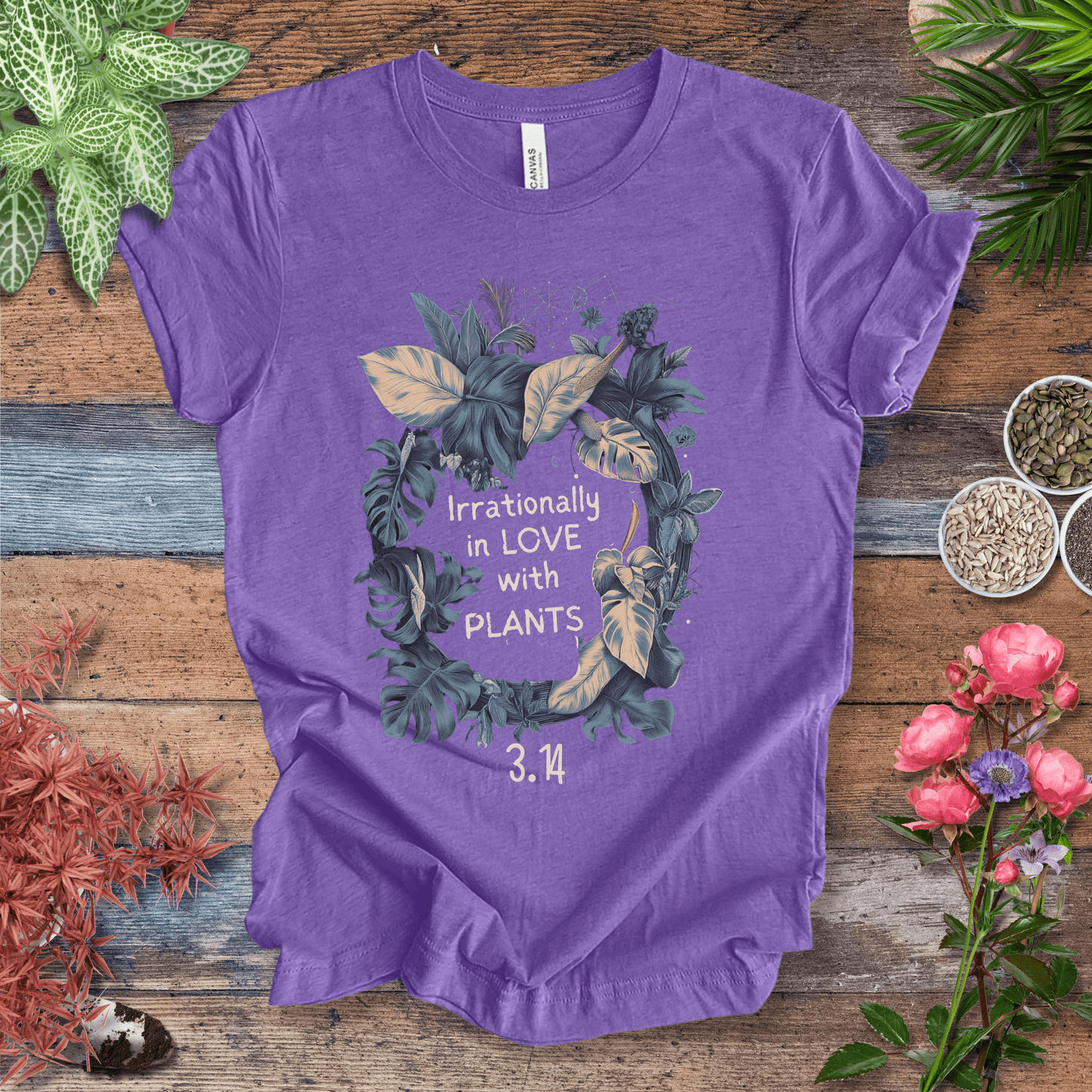 Printify T-Shirt Heather Team Purple / S Pi Day Plant Lover T-Shirt